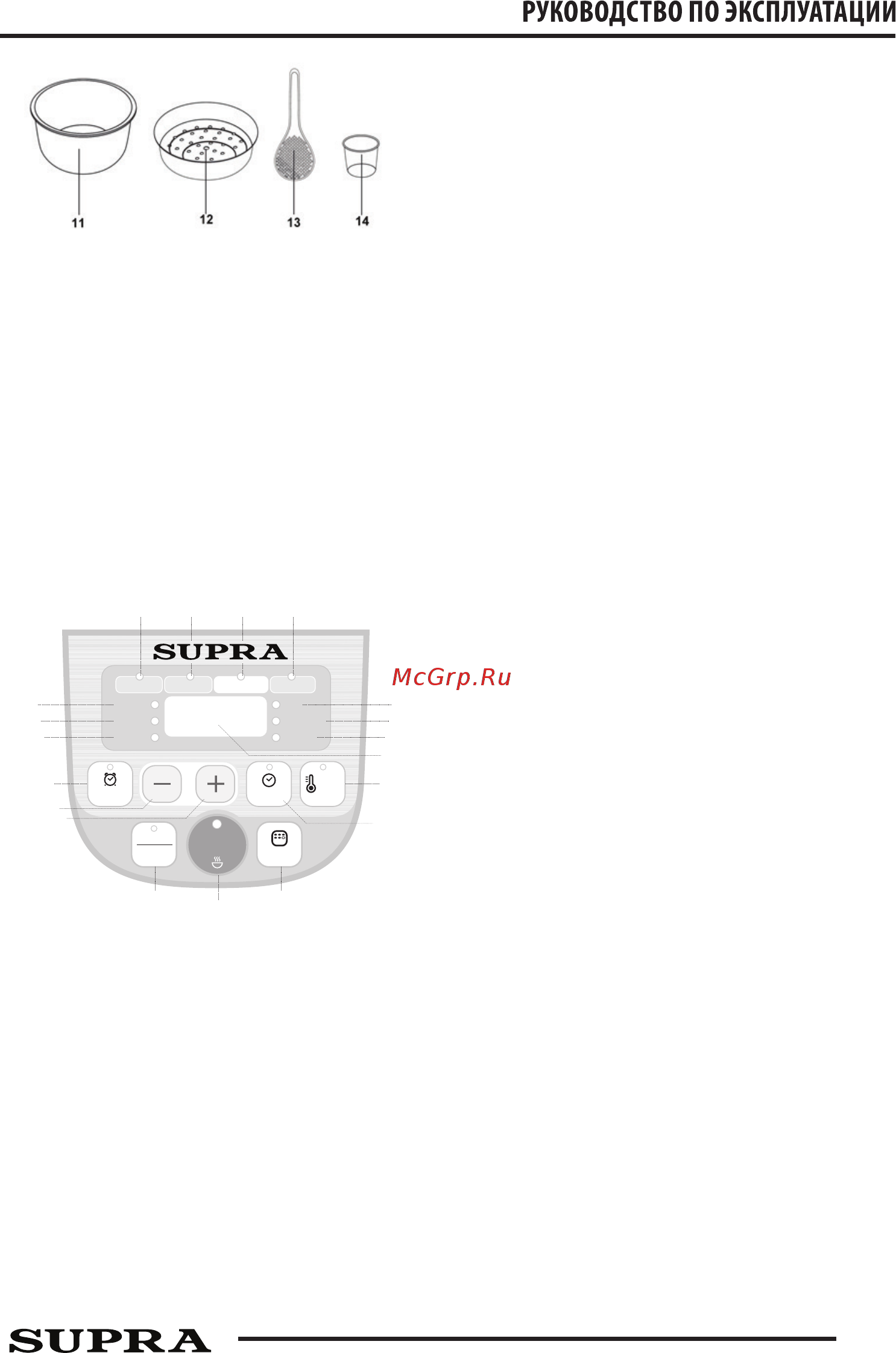 Supra MCS-5114 [5/22] Панель управления