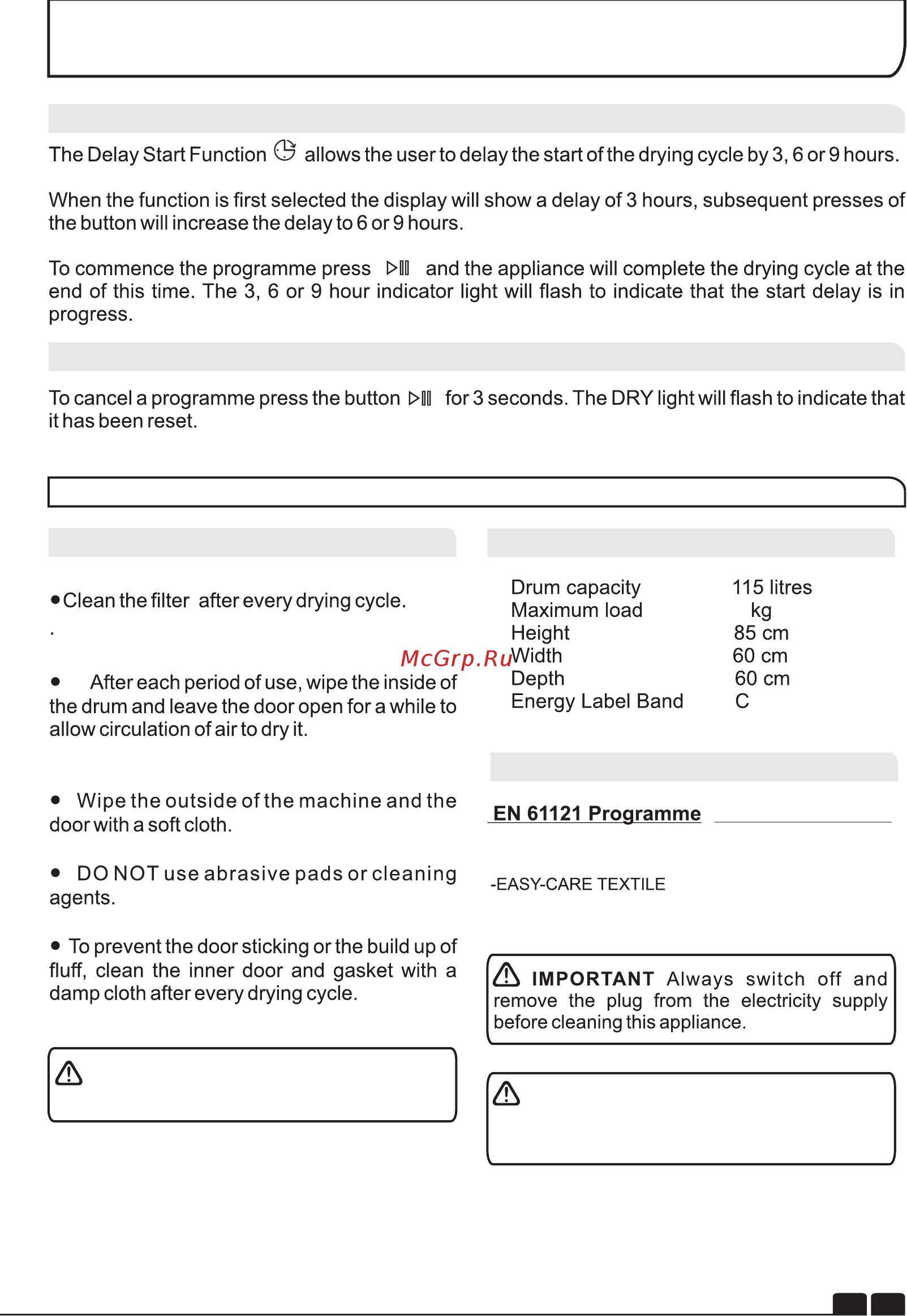 Candy GCV 590NC-S [13/106] Information for test laboratory