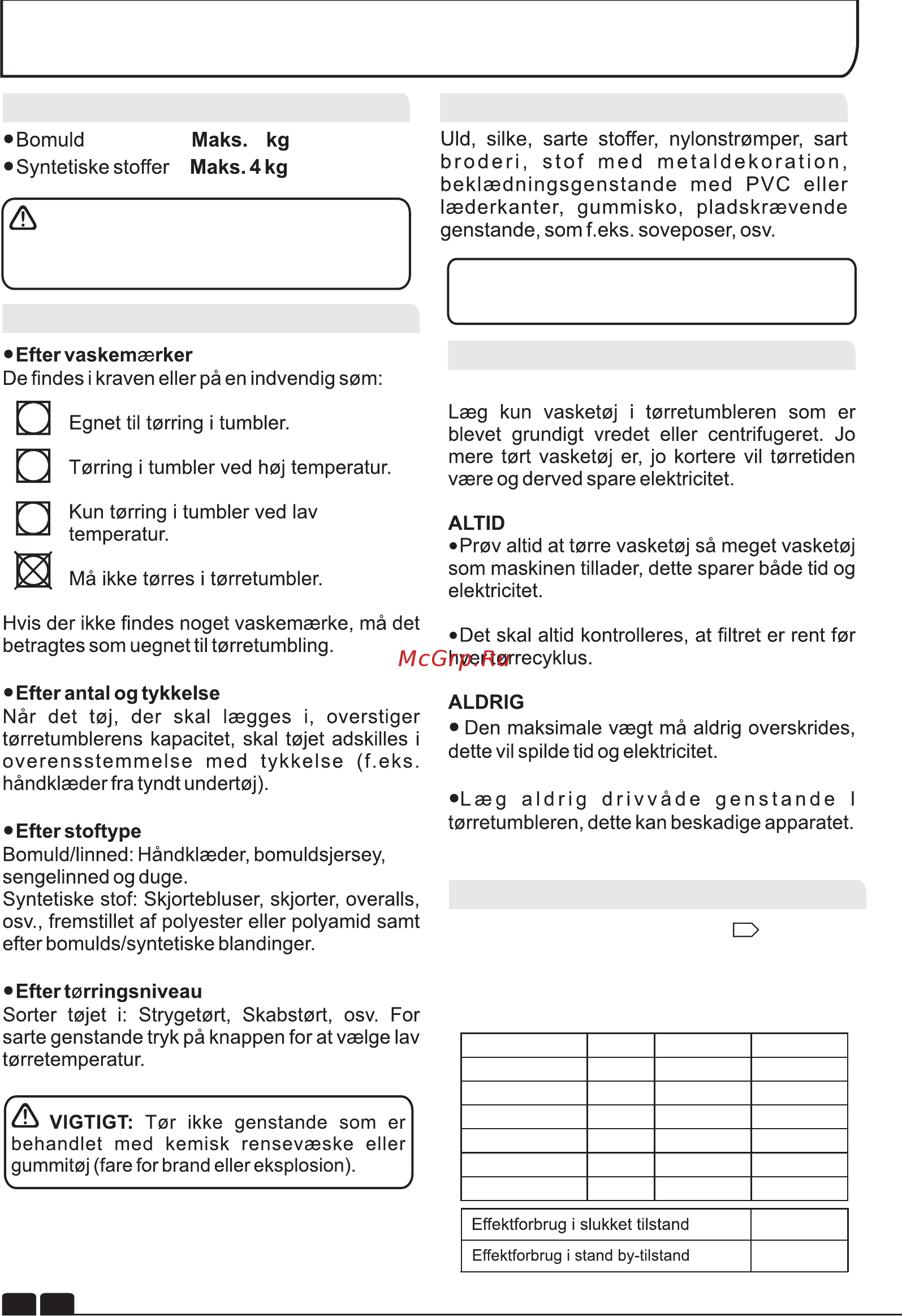 Candy GCV 590NC-S [48/106] Standardcyklus er den mest