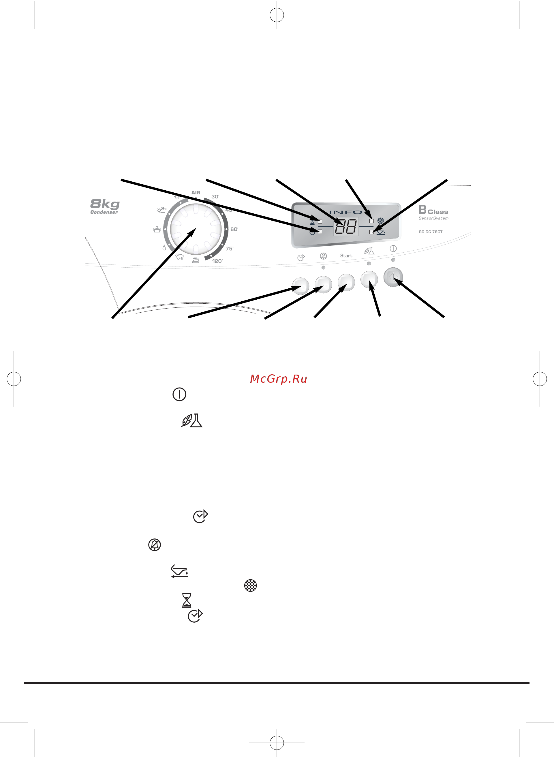 Candy GO DC 78GT-37S [83/110] Comandi e spie di segnalazione