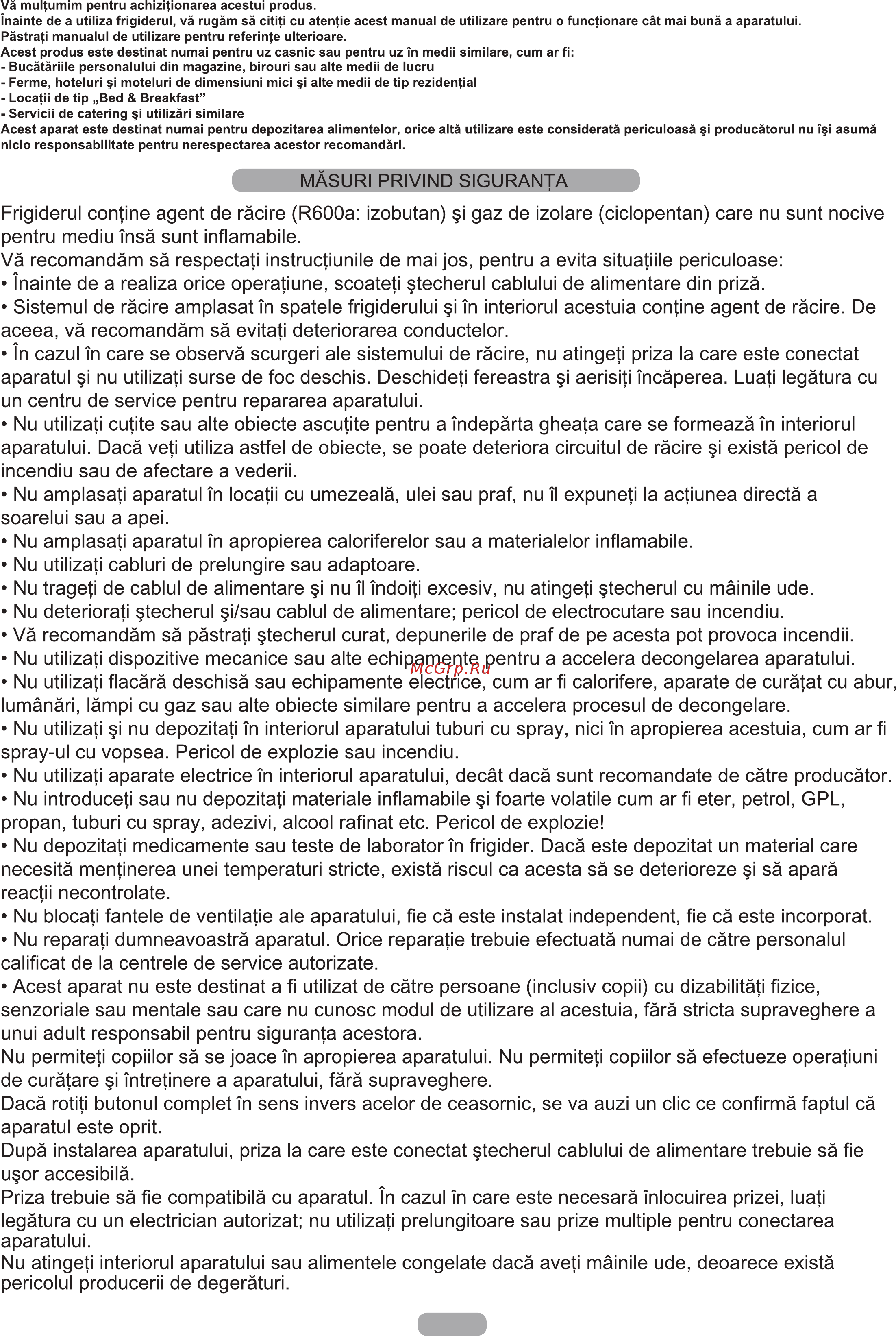 Candy BCBF 172 N [136/197] Avertisment acest aparat conține un emițător uv nu priviți direct la sursa de lumină