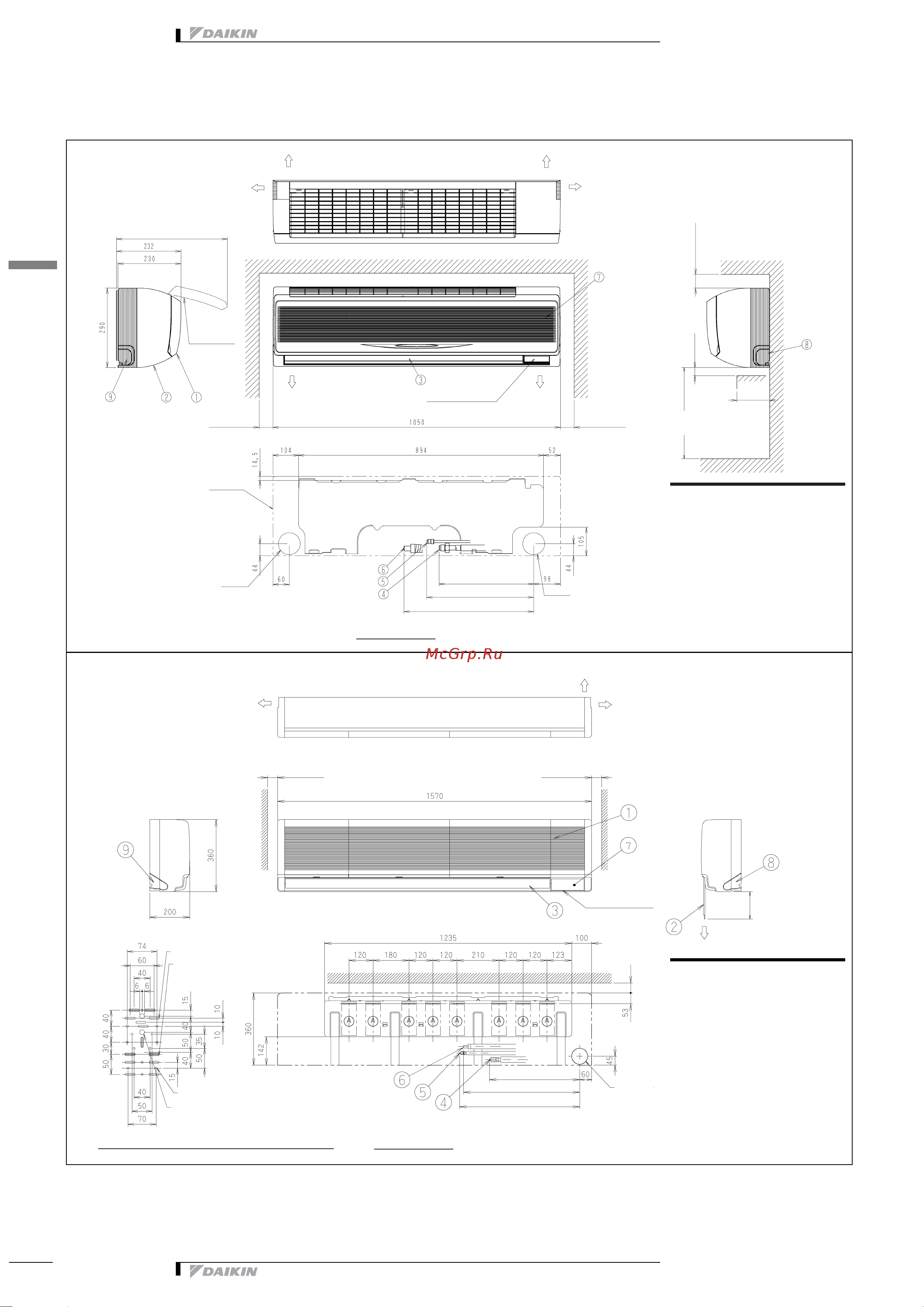 Daikin FAQ100BVV1B [7/18] Монтажное отверстие для монтажной плиты