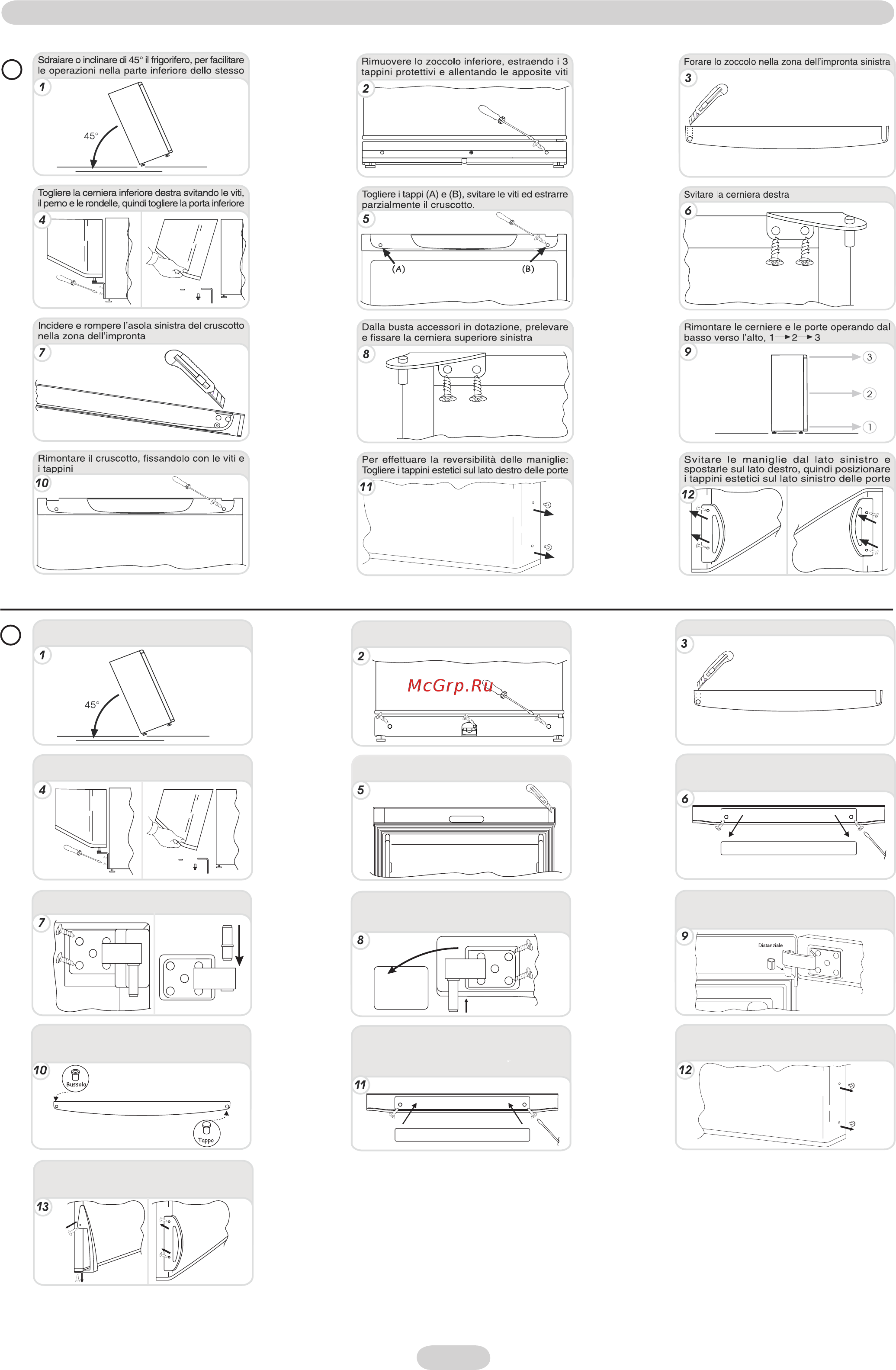 Candy CFL 3270 A [3/44] Inversione del senso di apertura delle porte