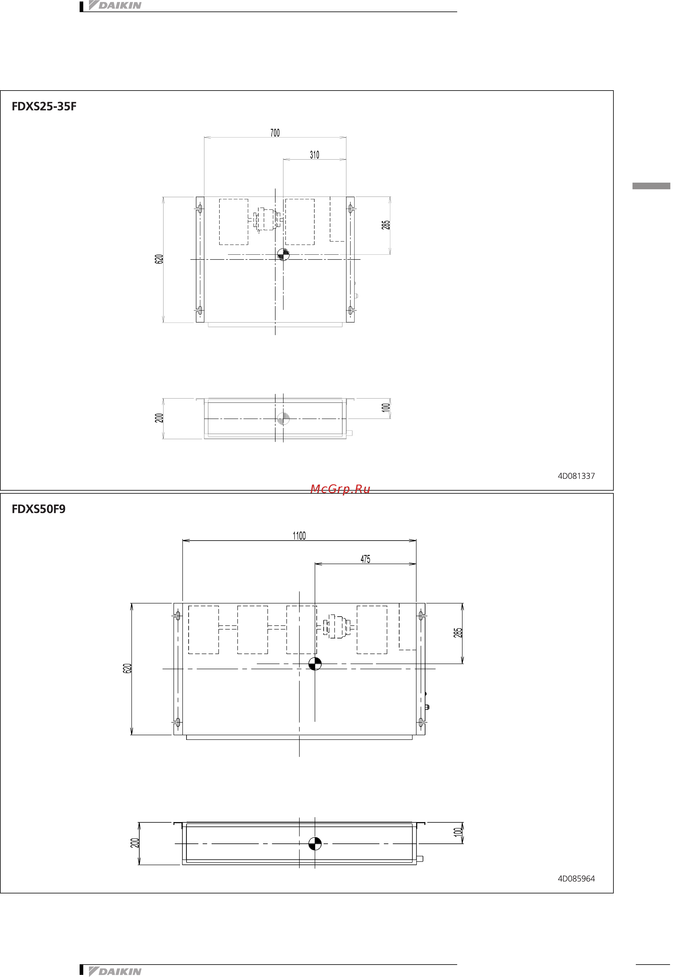 Daikin FDXS25F2VEB [11/19] 1 центр тяжести