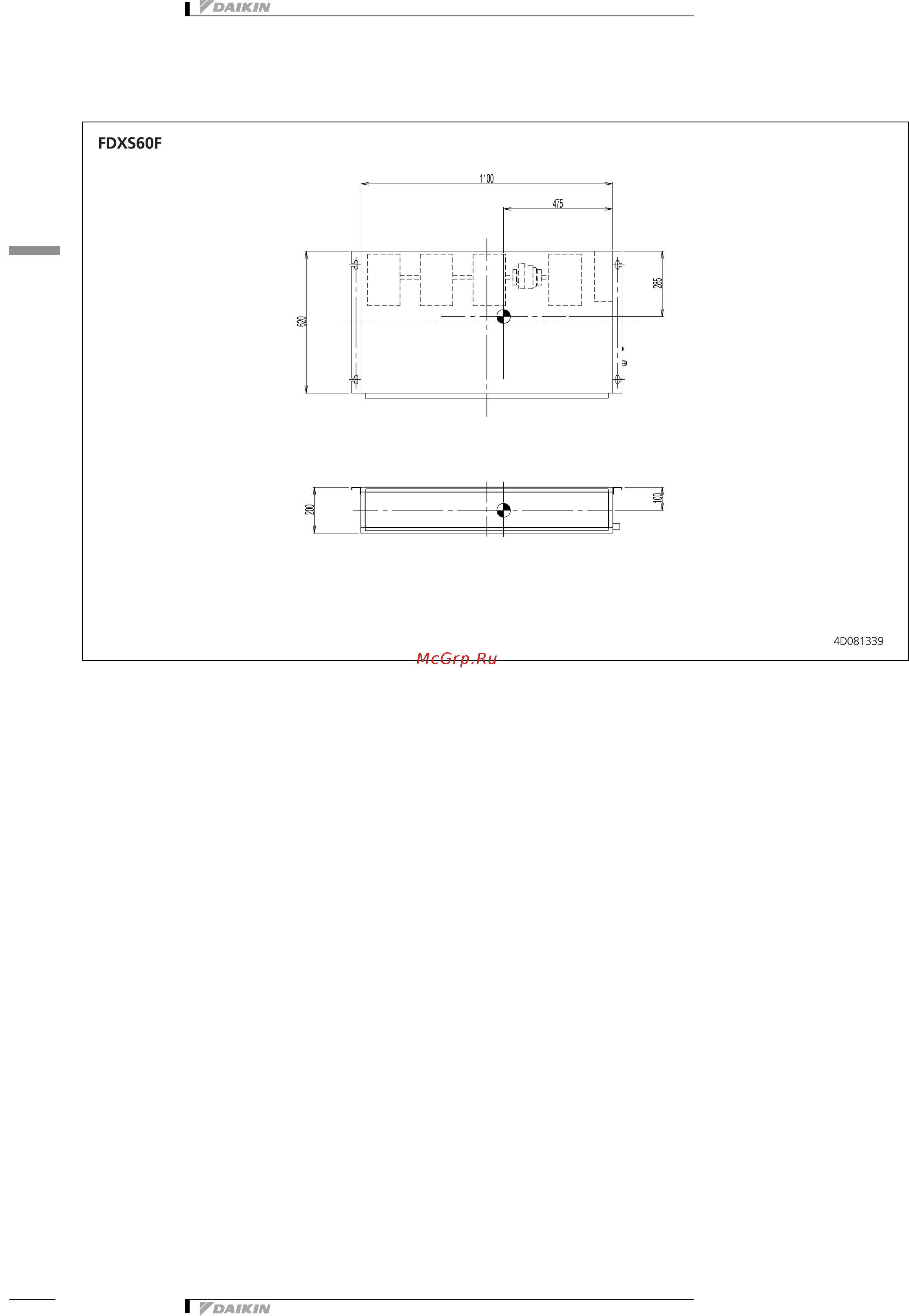 Daikin FDXS25F2VEB [12/19] Центр тяжести