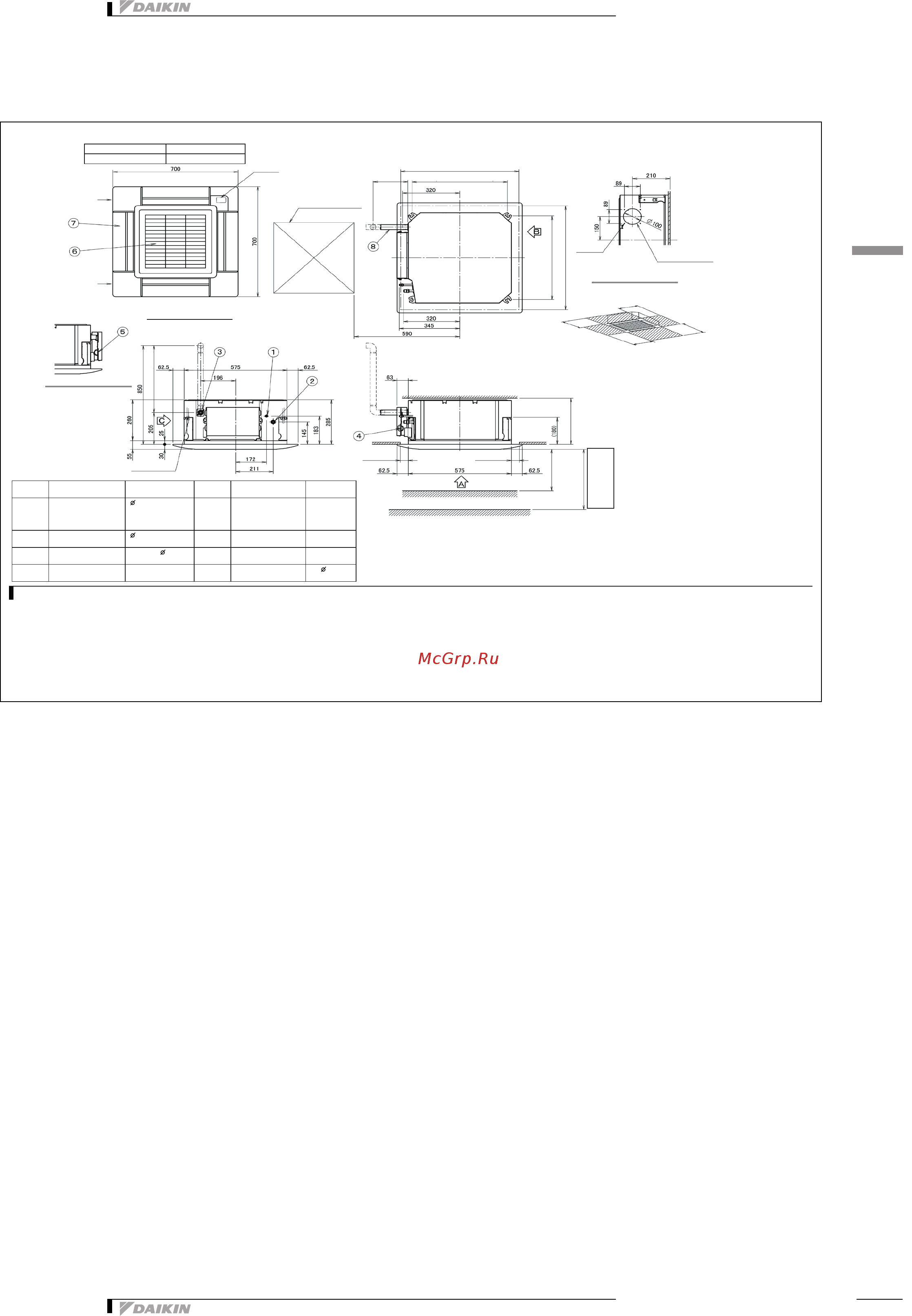 Daikin FFQ60C2VEB [9/25] Размерные чертежи