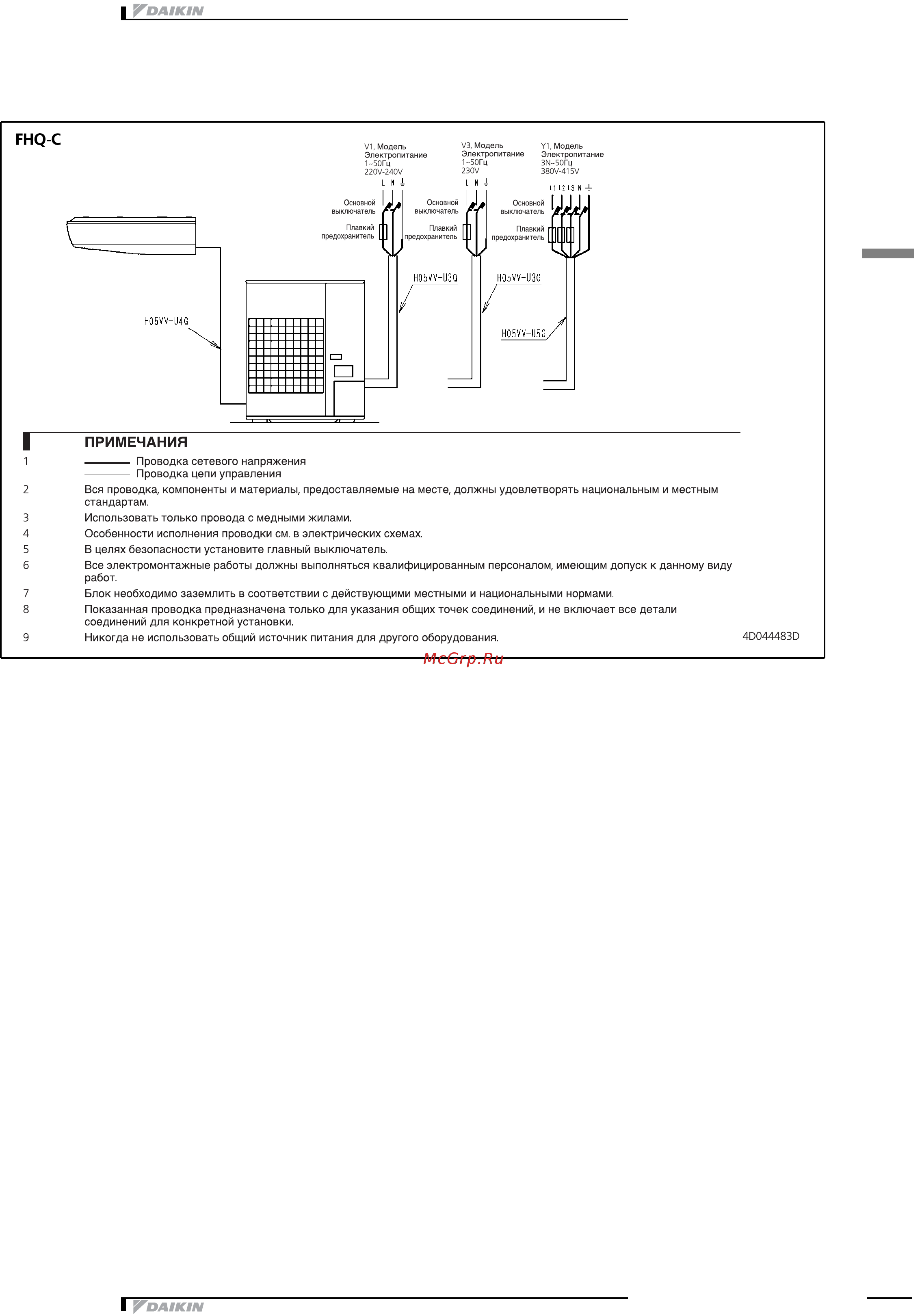 Daikin FHQ140CAVEB [15/19] Схемы внешних соединений