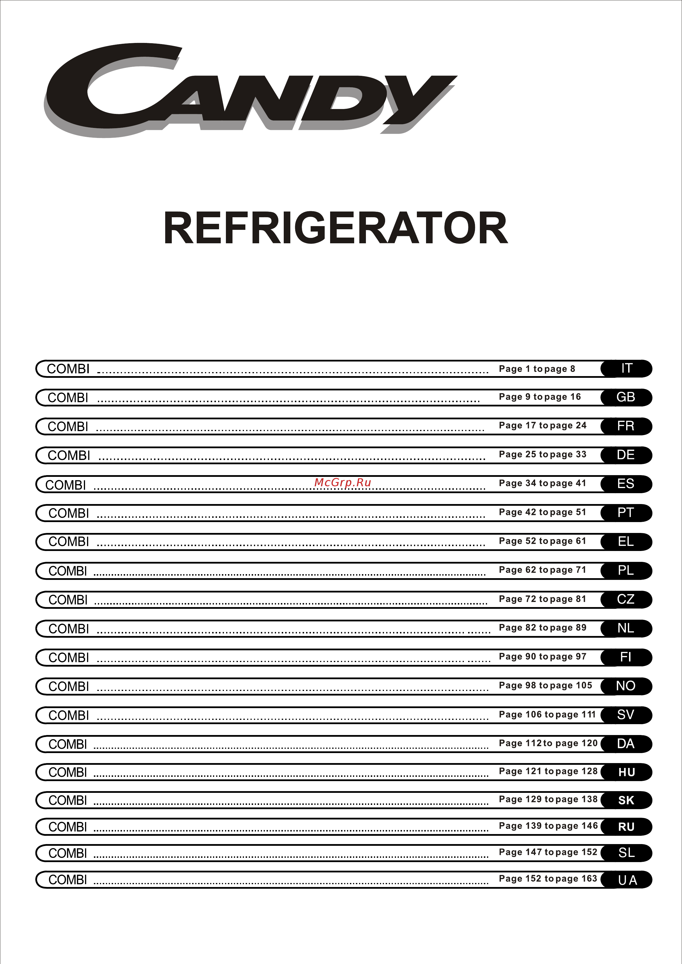Candy CRCS 5152 W Инструкция по эксплуатации онлайн
