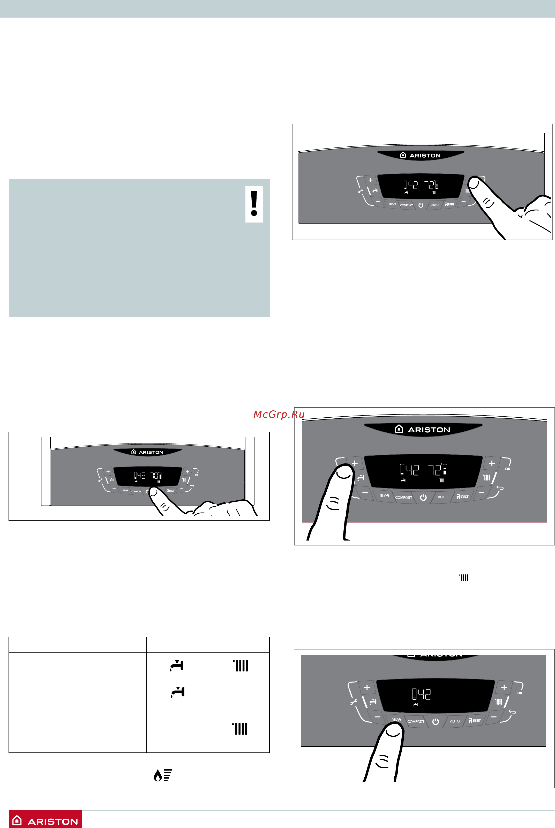 Ariston CLAS ONE SYSTEM 24 RDC [6/12] Рабочие режимы