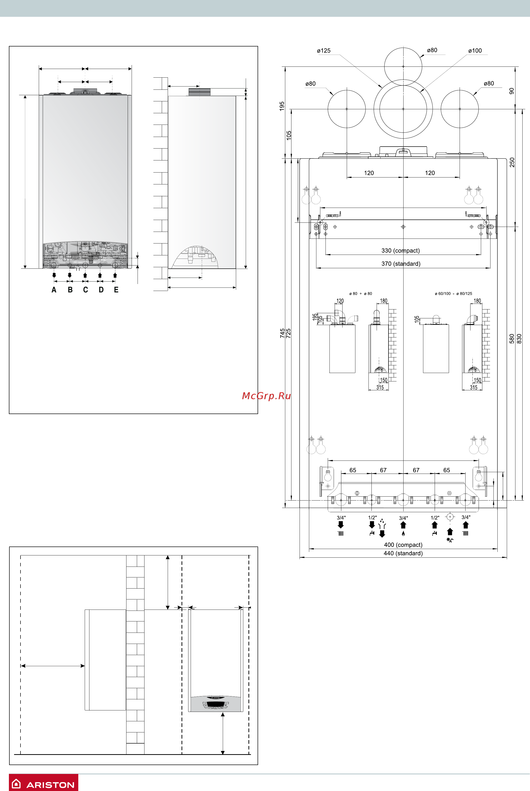 Ariston CLAS ONE 30 RDC [8/40] Установочный шаблон размеры