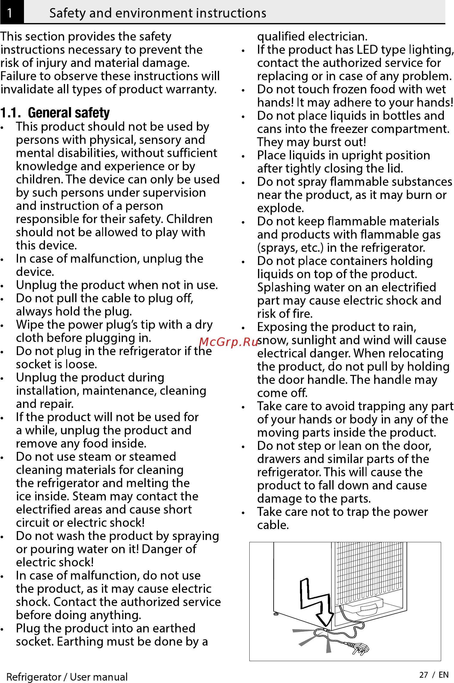 Beko RDSK 240M00W [27/0] Safety and environment instructions