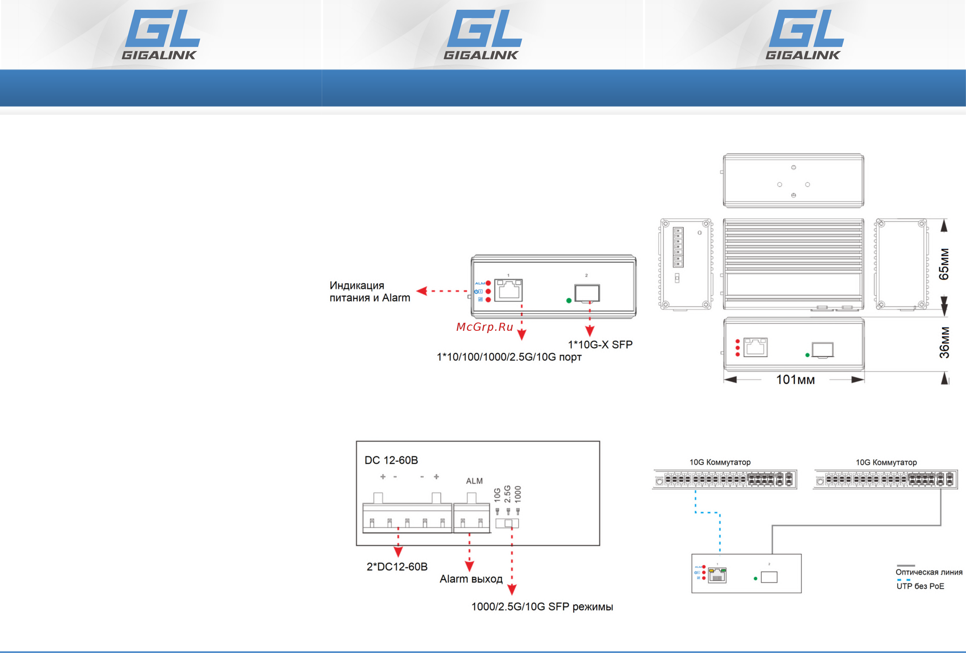 Gigalink utp 10/100мбит/с/1/2.5/10g - sfp+ 1.25/2.5/10g GL-MC-UTP10G-SFP10G-FI [2/2] Индикация и настройка