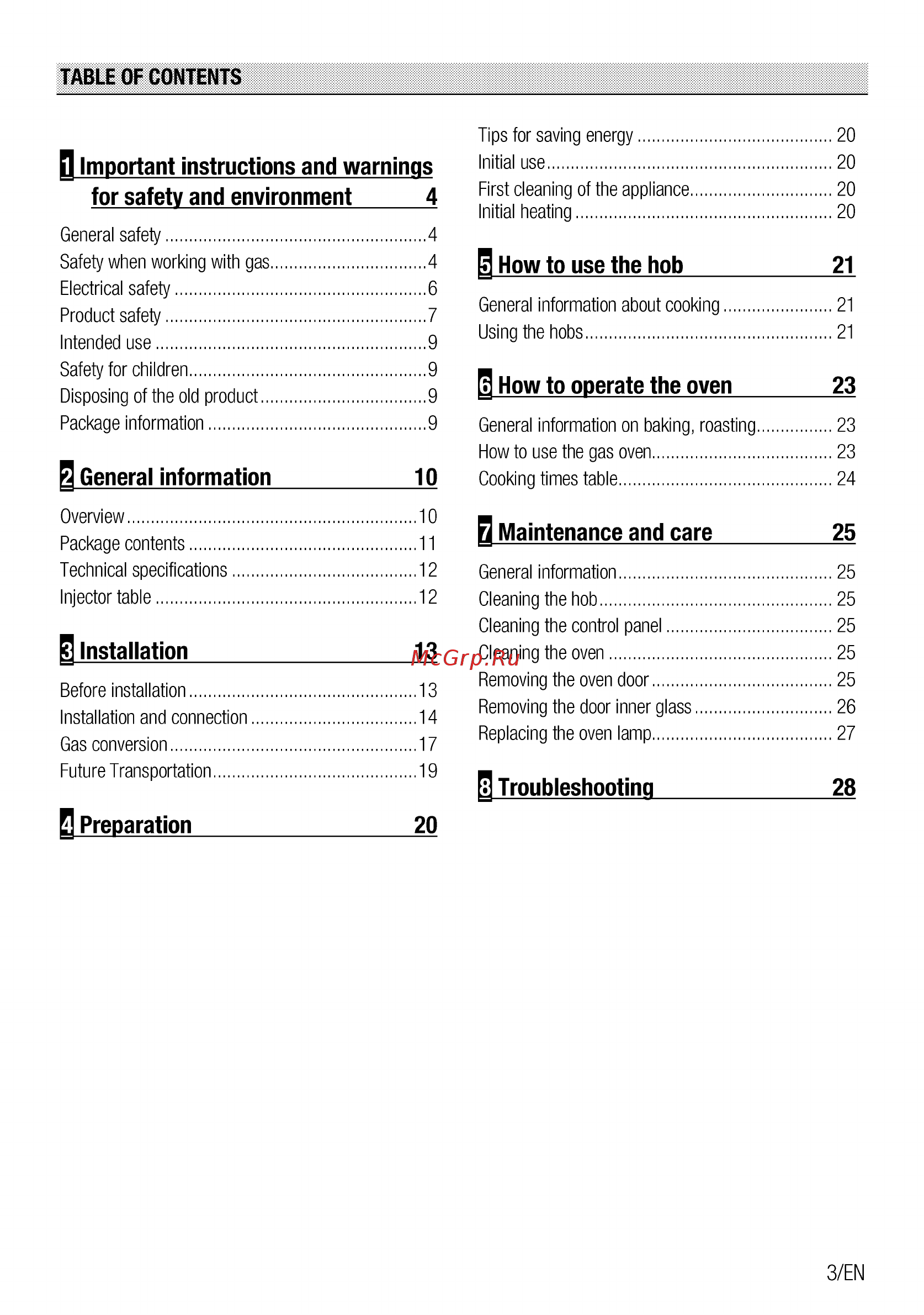 Beko FFSG52010W [3/96] Table of contents