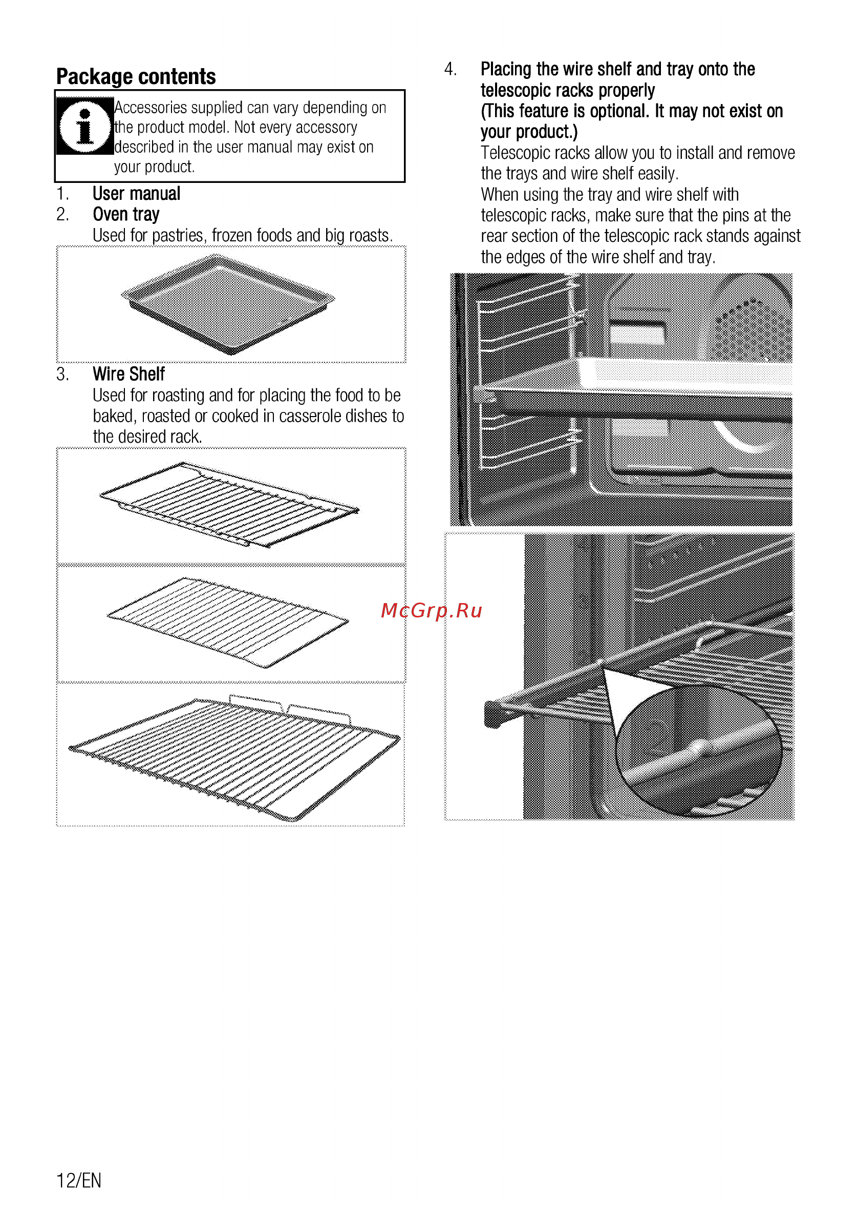 Beko FFSG42012B [12/96] Package contents_________________