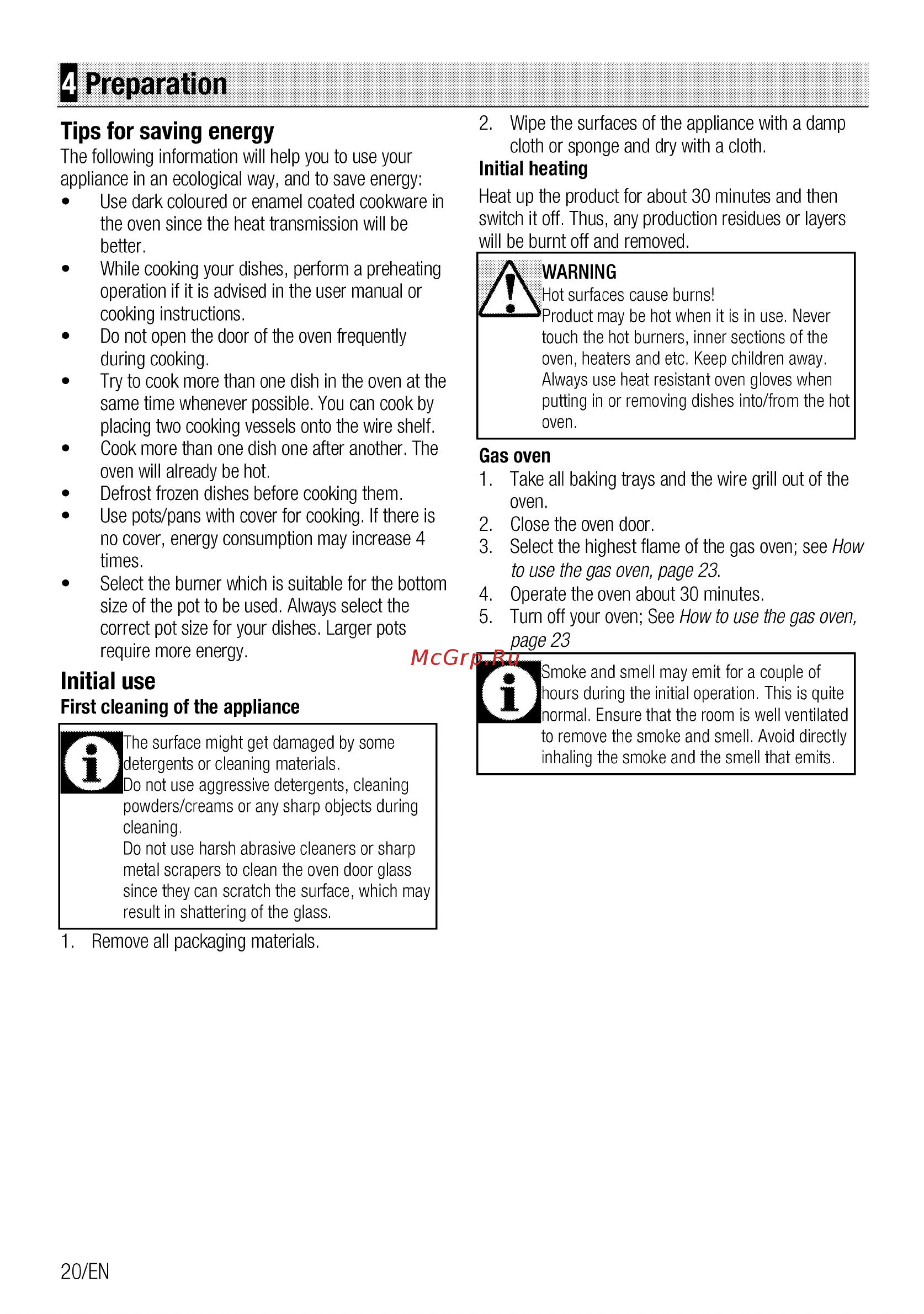 Beko FFSG42012S [20/96] To use the gas oven page 23