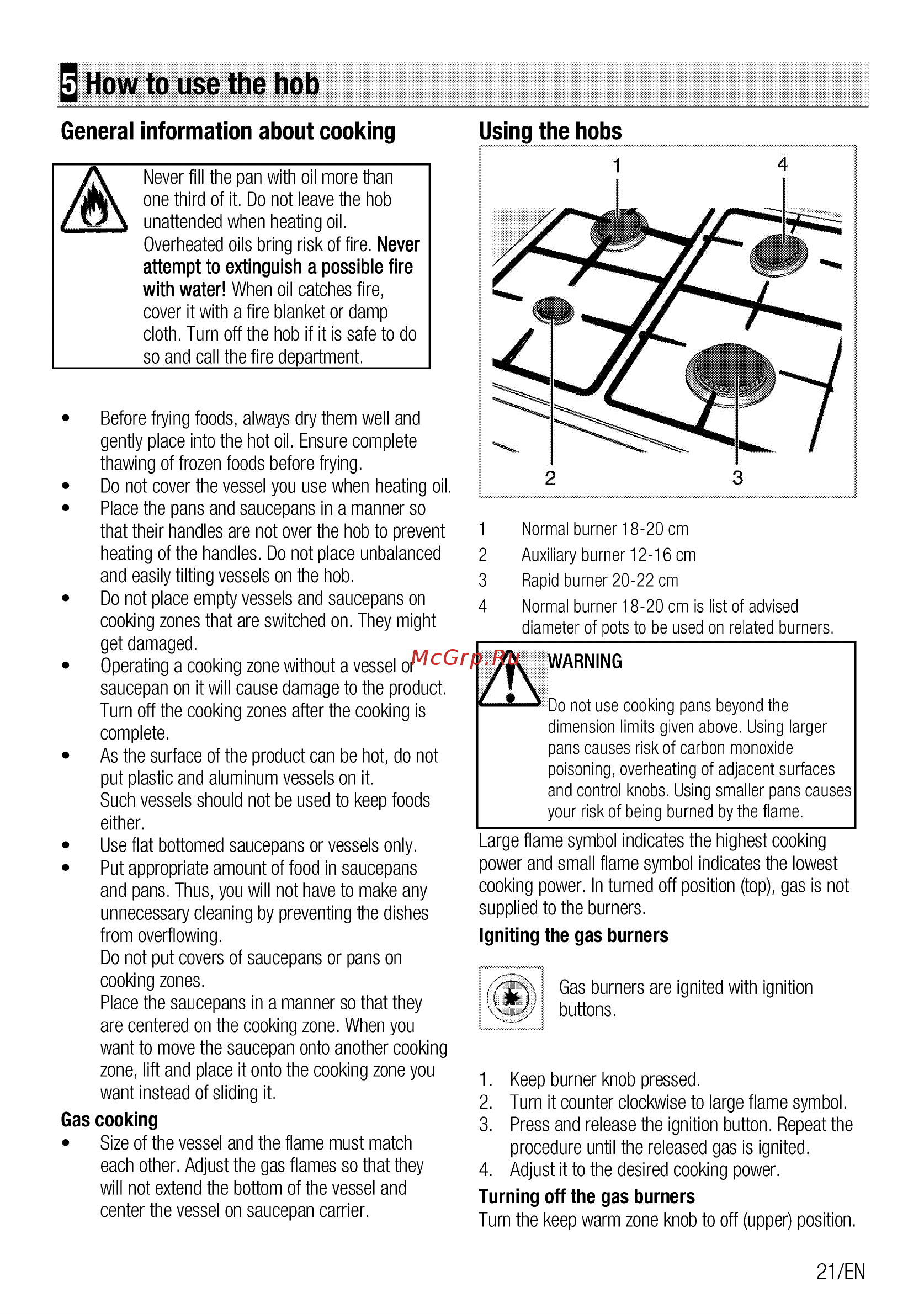 Beko FFSG42012W [21/96] General information about cooking