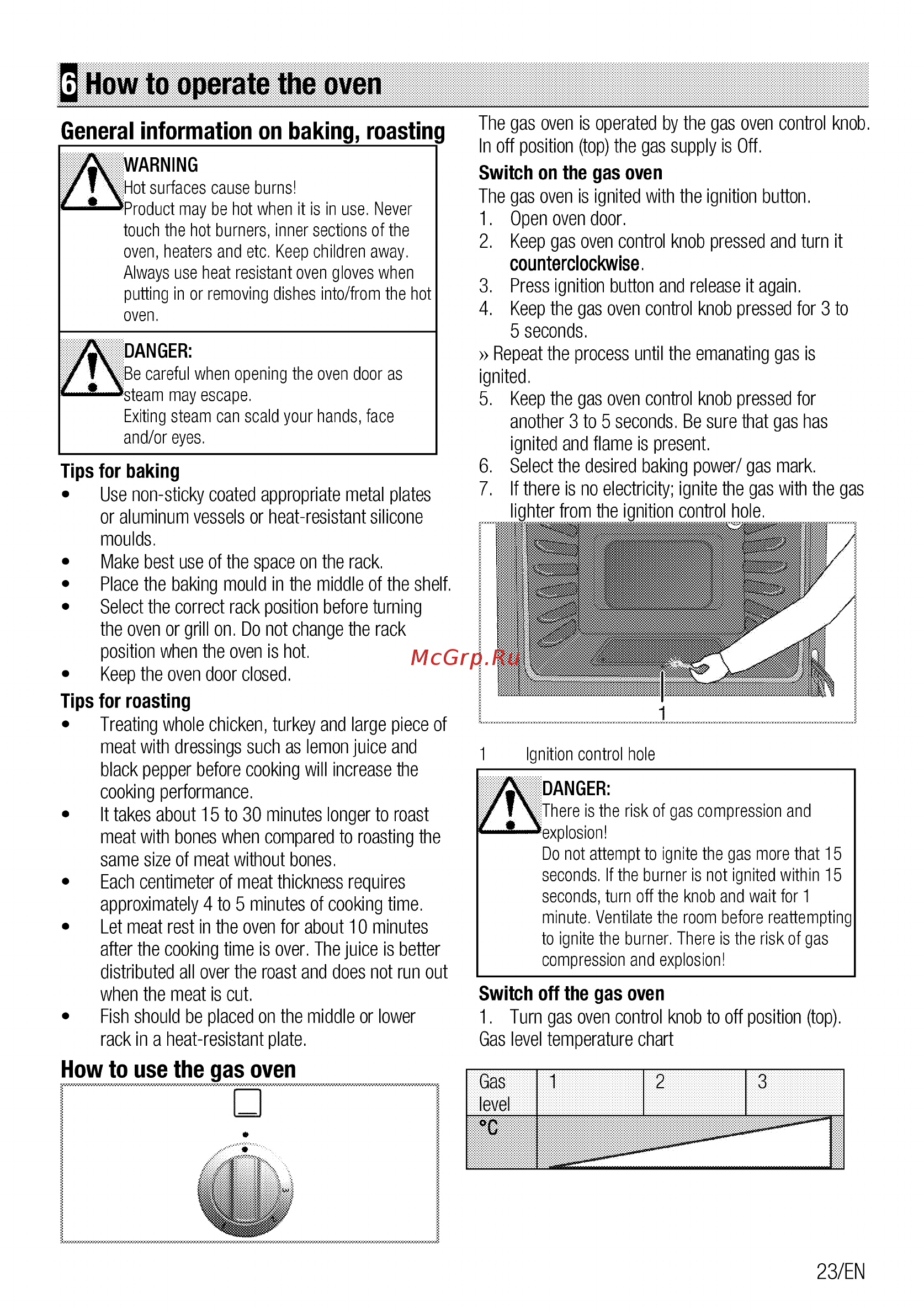 Beko FFSG42012S [23/96] How to use the gas oven