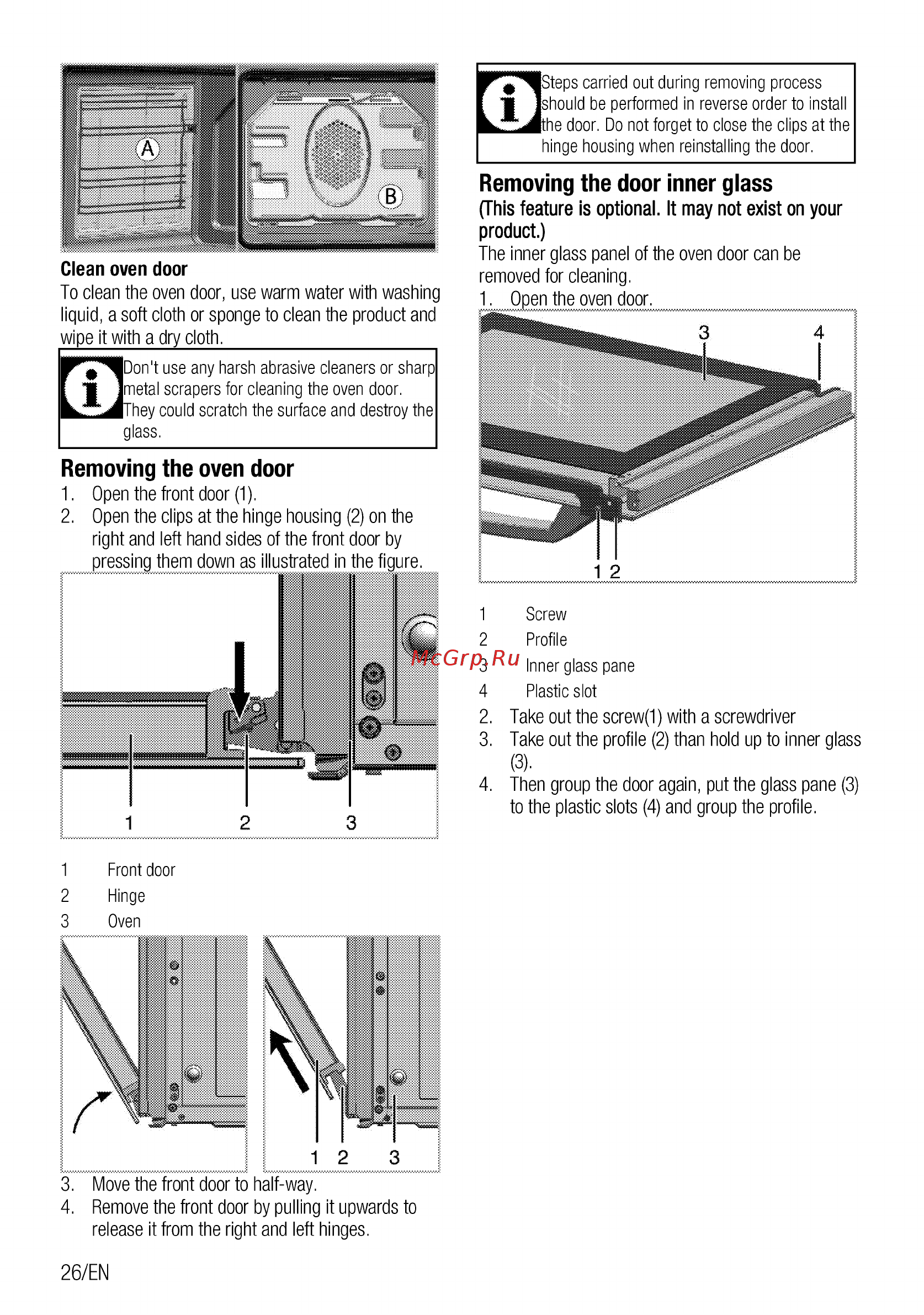 Beko FFSG42012S [26/96] Removing the oven door