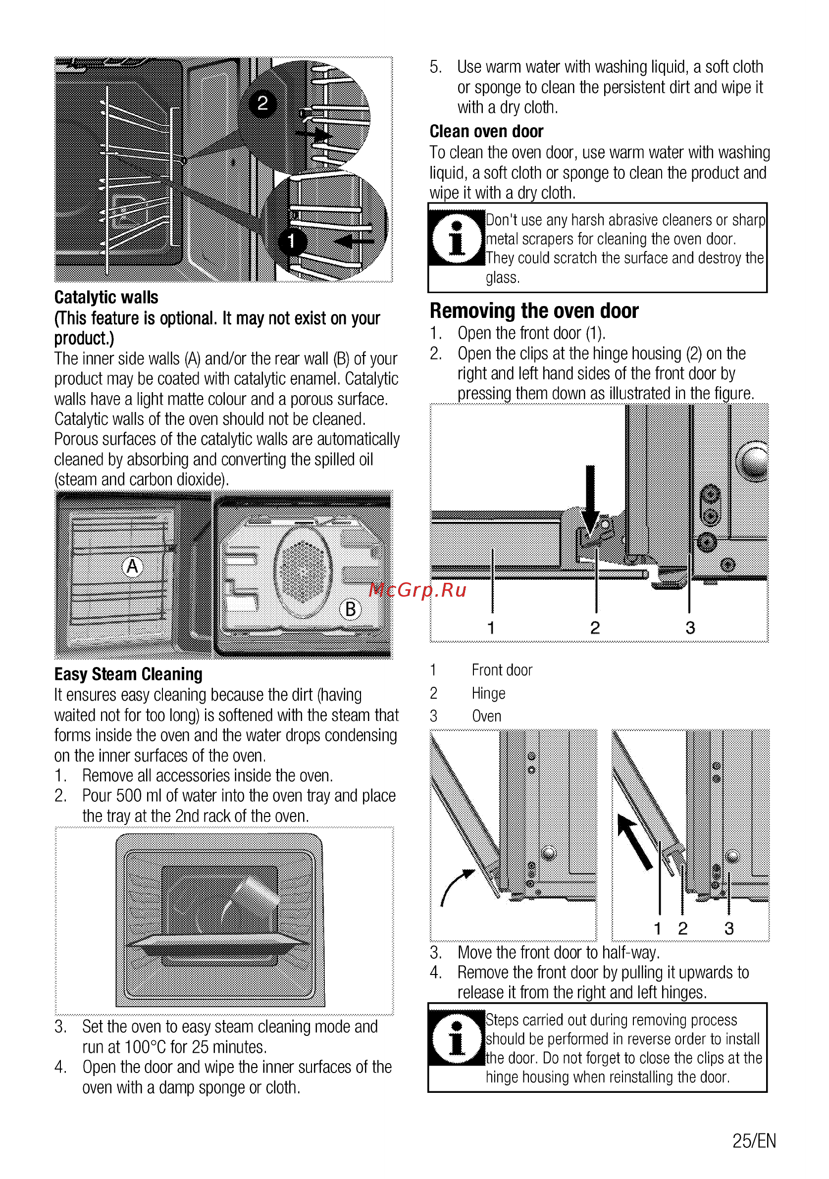 Beko FFSS57101GS [25/92] Removing the oven door
