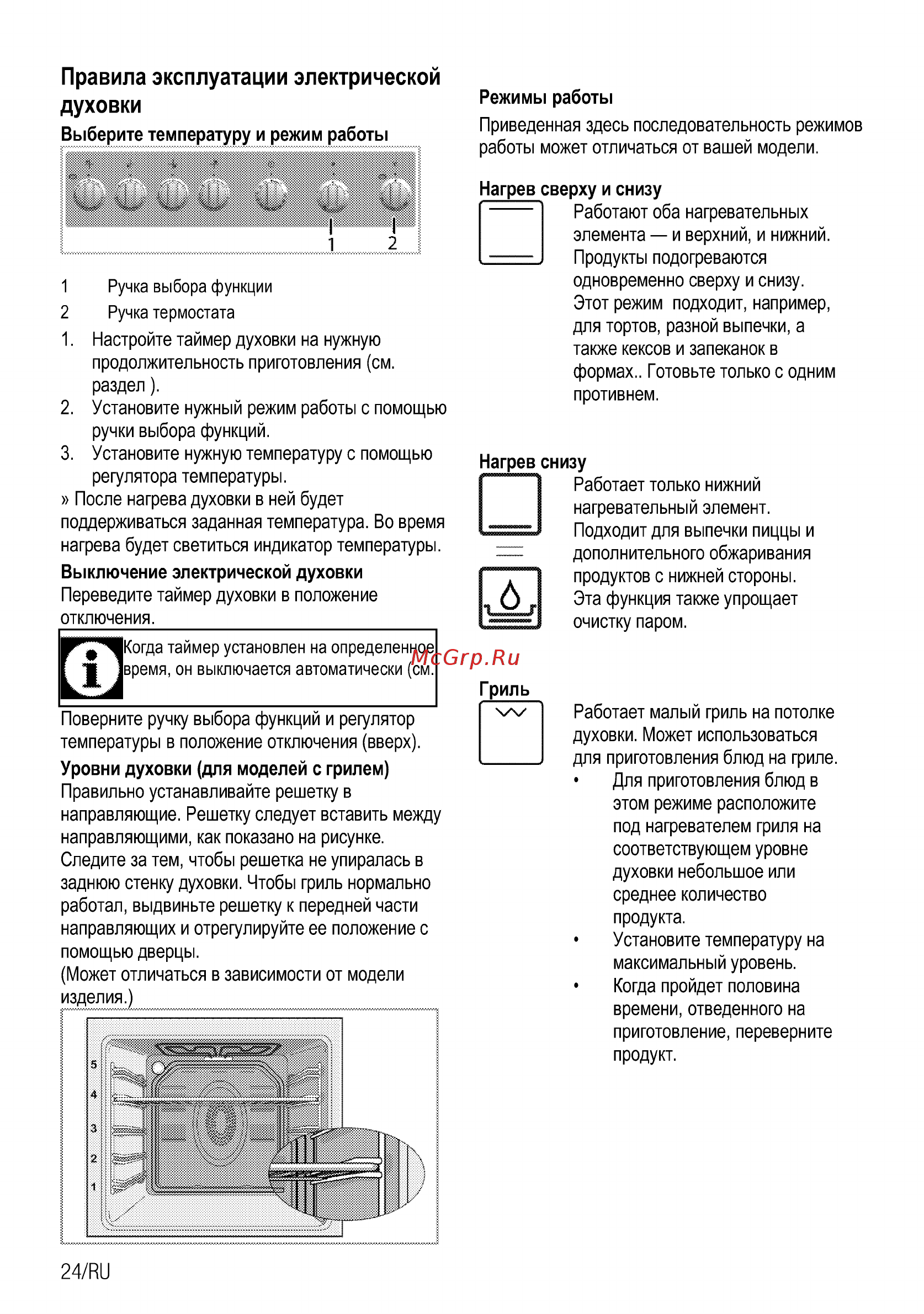 Beko FFSS57101GS [52/92] Правила эксплуатации электрической духовки