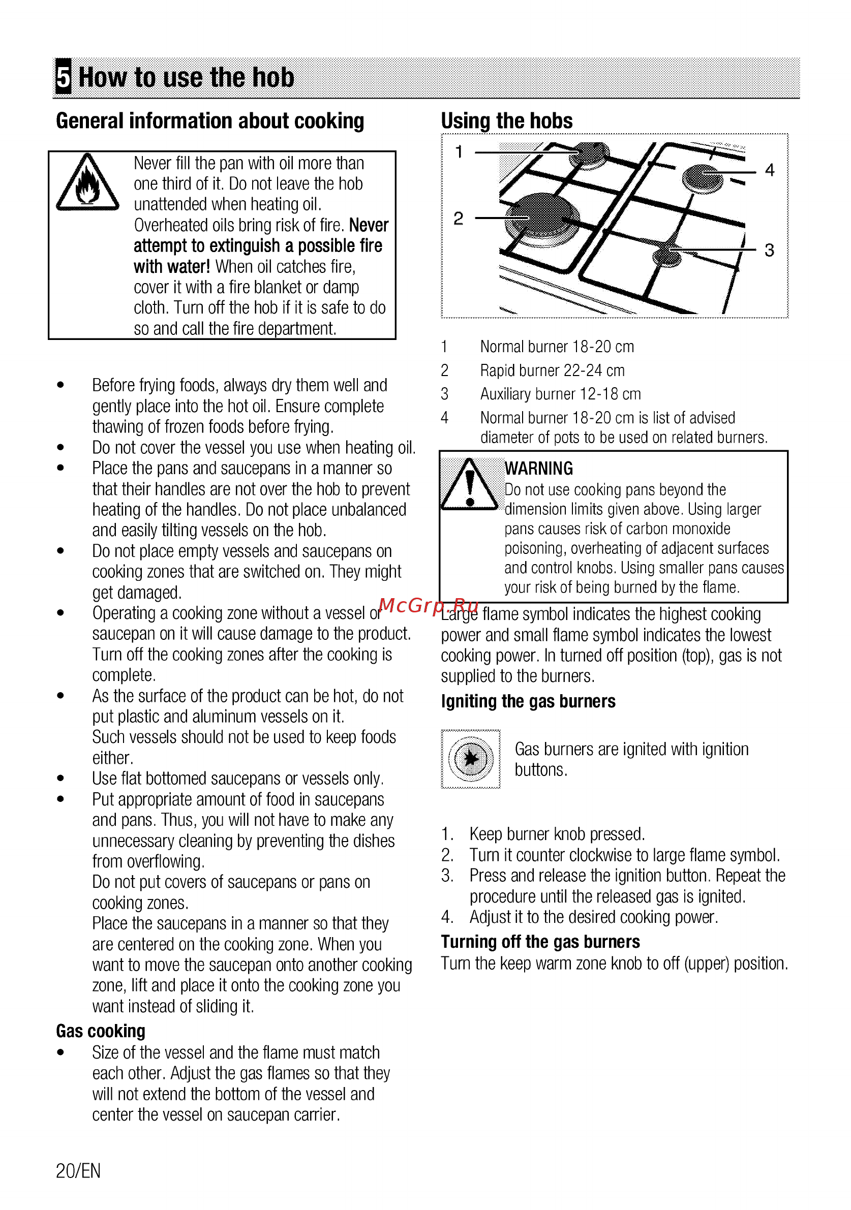 Beko FFSS62010GB [20/104] How to use the hob
