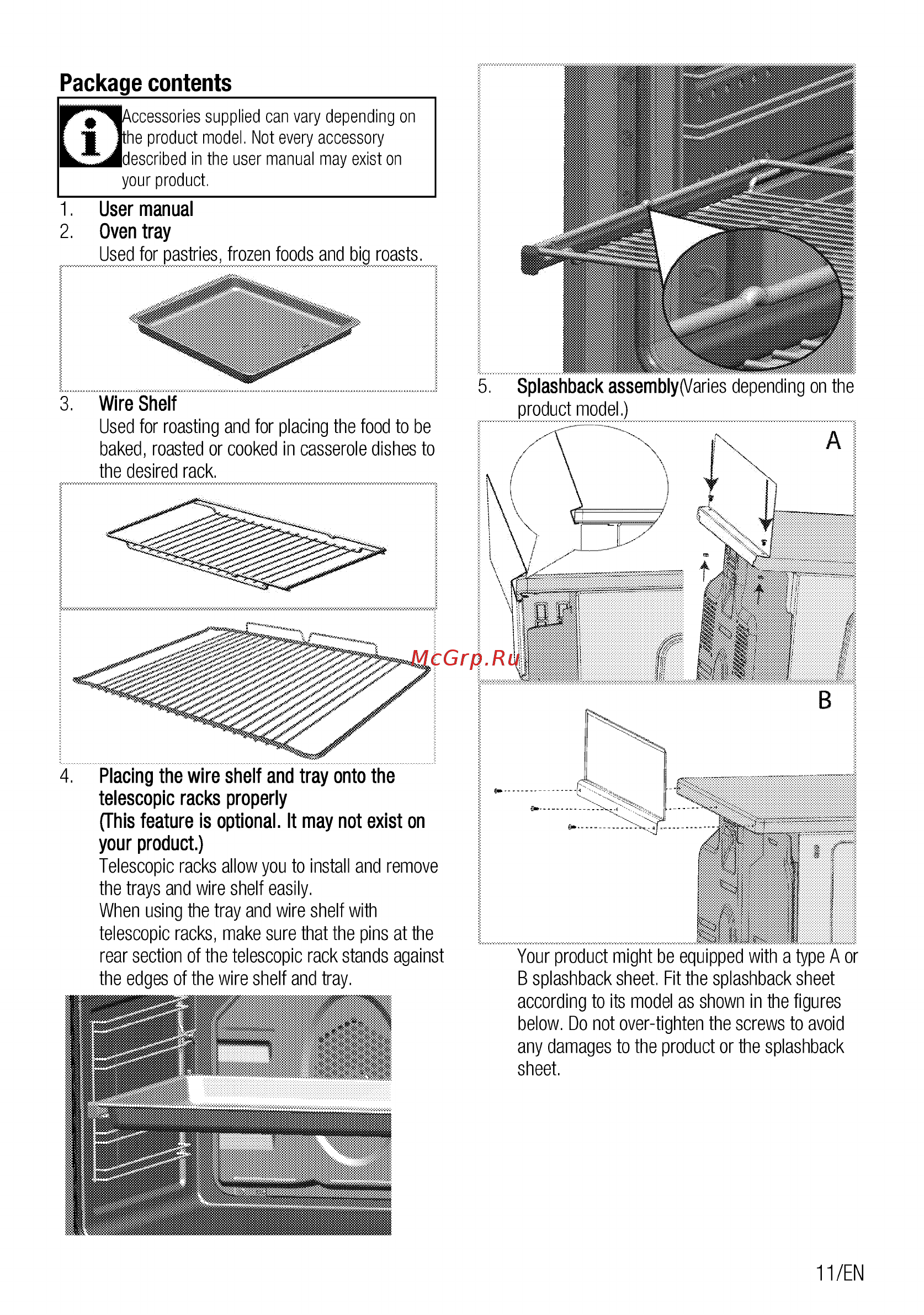 Beko FFSS42012A [11/96] Package contents_________________