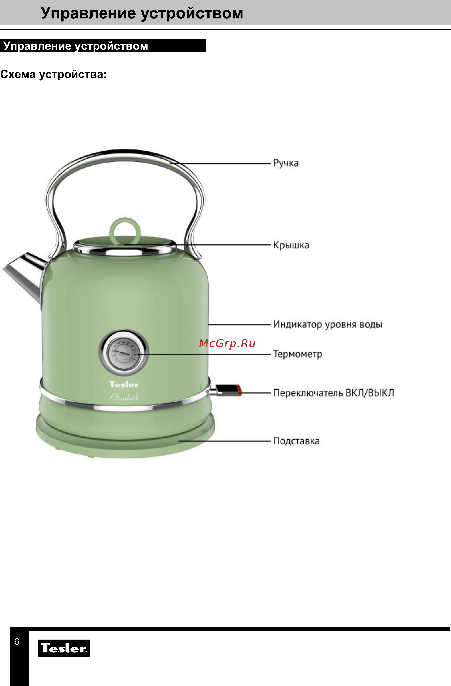 Tesler Elizabeth KT-1745 GREEN [6/10] Управление устройством