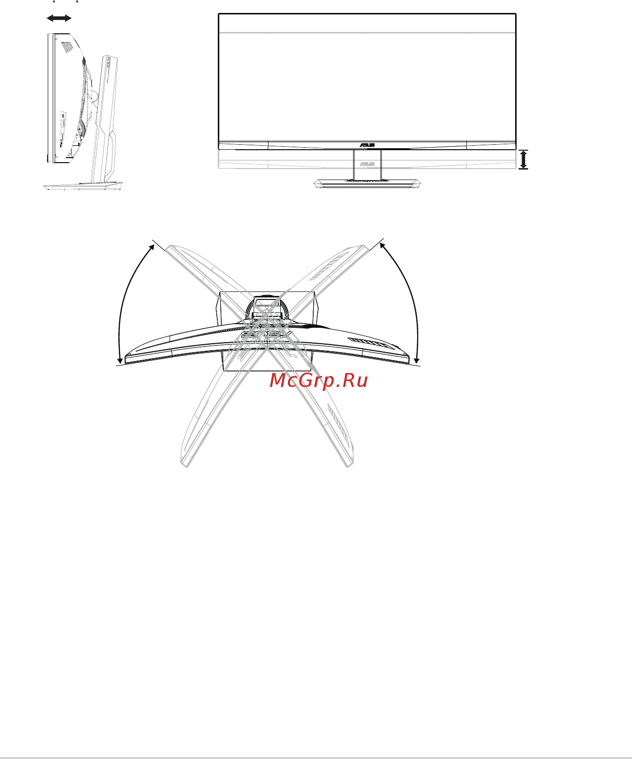 Asus TUF Gaming VG35VQ [13/28] Регулировка положения монитора