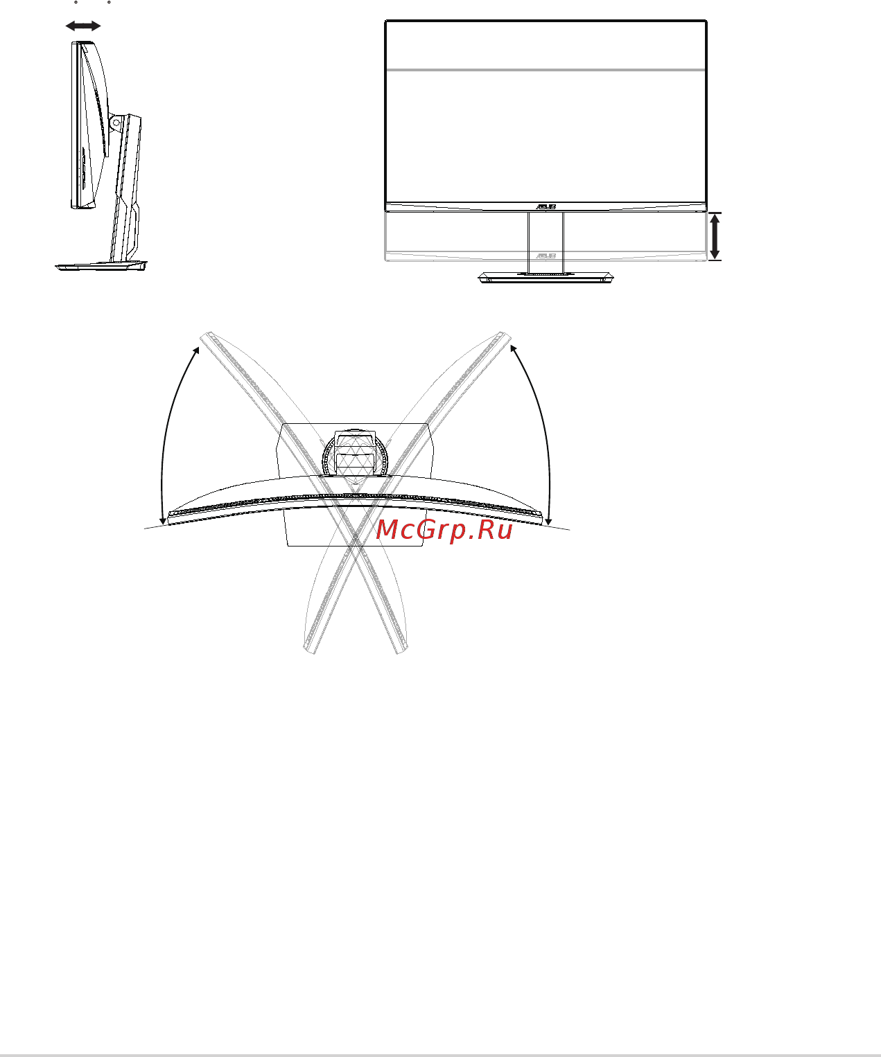 Asus TUF Gaming VG32VQ [13/26] Регулировка положения монитора