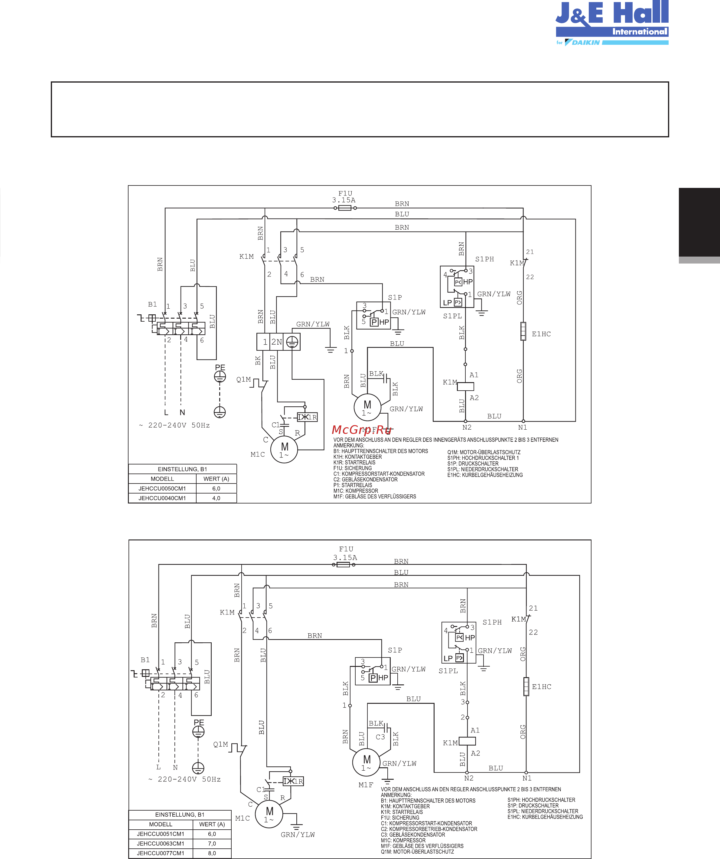 Daikin JEHSCU0500CM3 [40/216] Wichtiger hinweis sämtliche kabel und anschlüsse zur kondensationsanlage müssen den örtlichen bestimmungen entsprechen