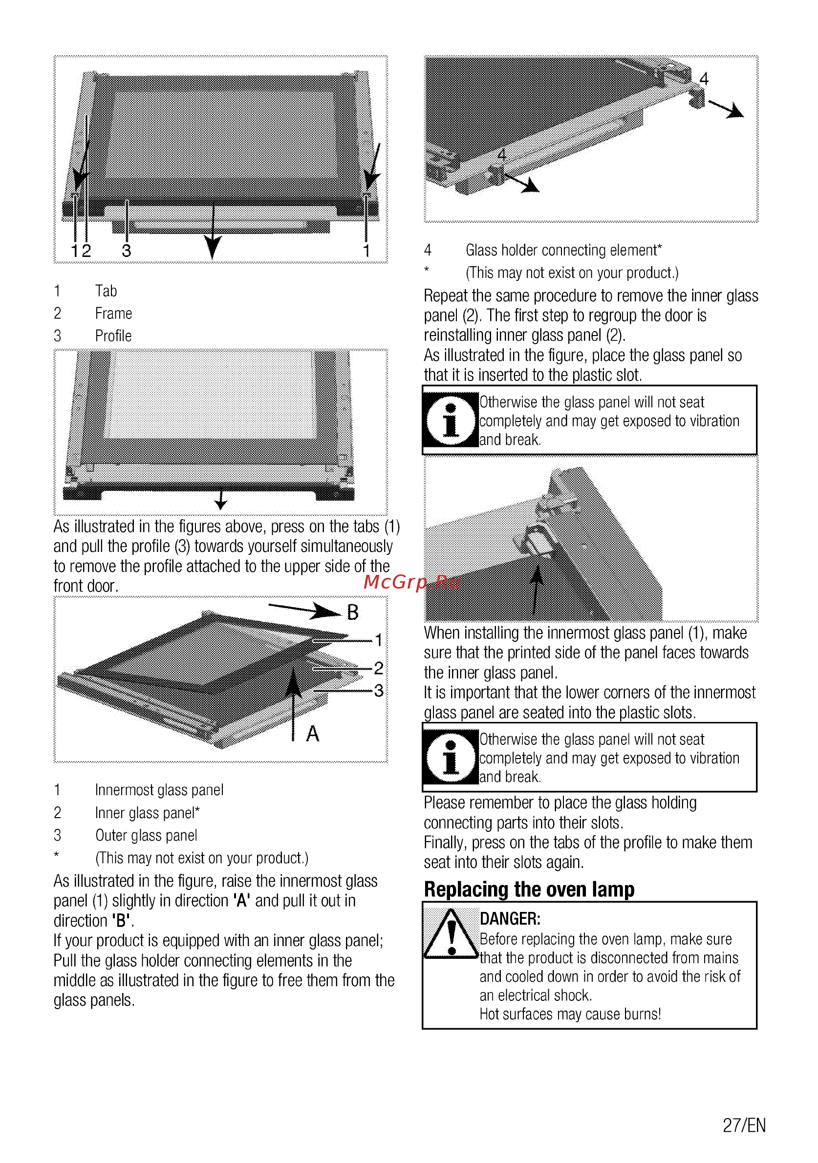 Beko FFSS52010GW [27/104] Replacing the oven lamp
