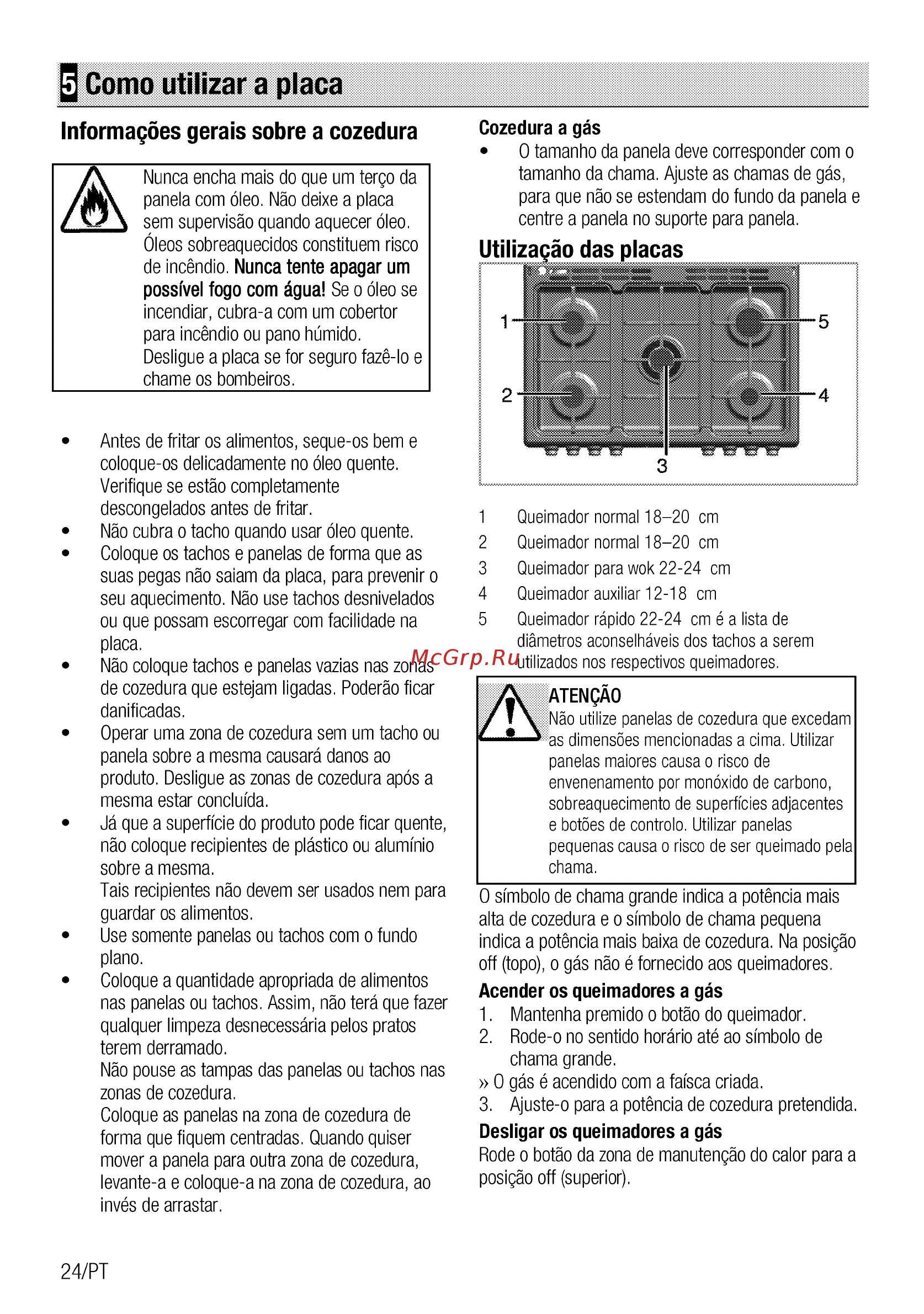 Beko GM15121DX [96/108] Como utilizar a placa