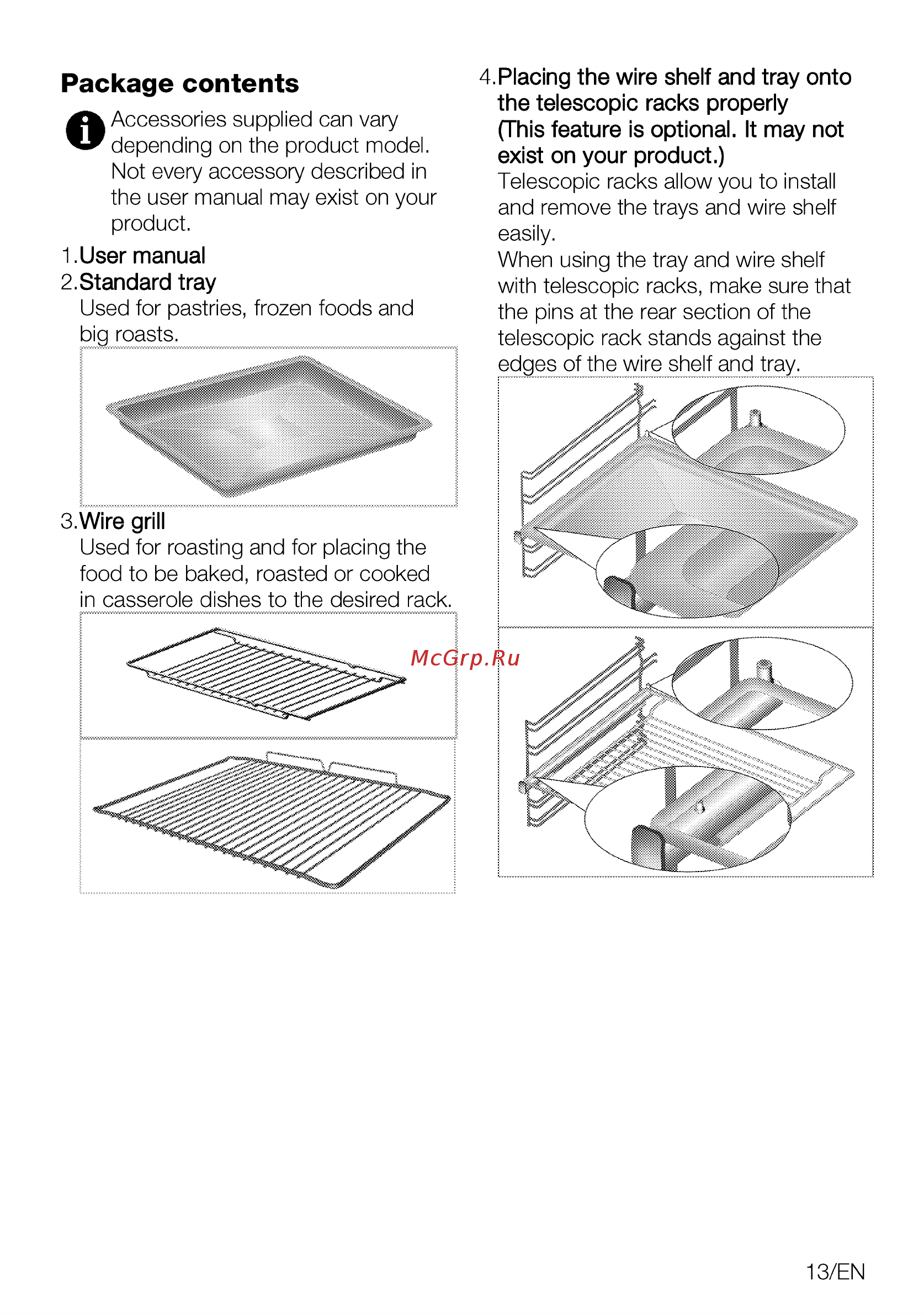 Beko FSE52130GSS [13/88] Placing the wire shelf and tray onto