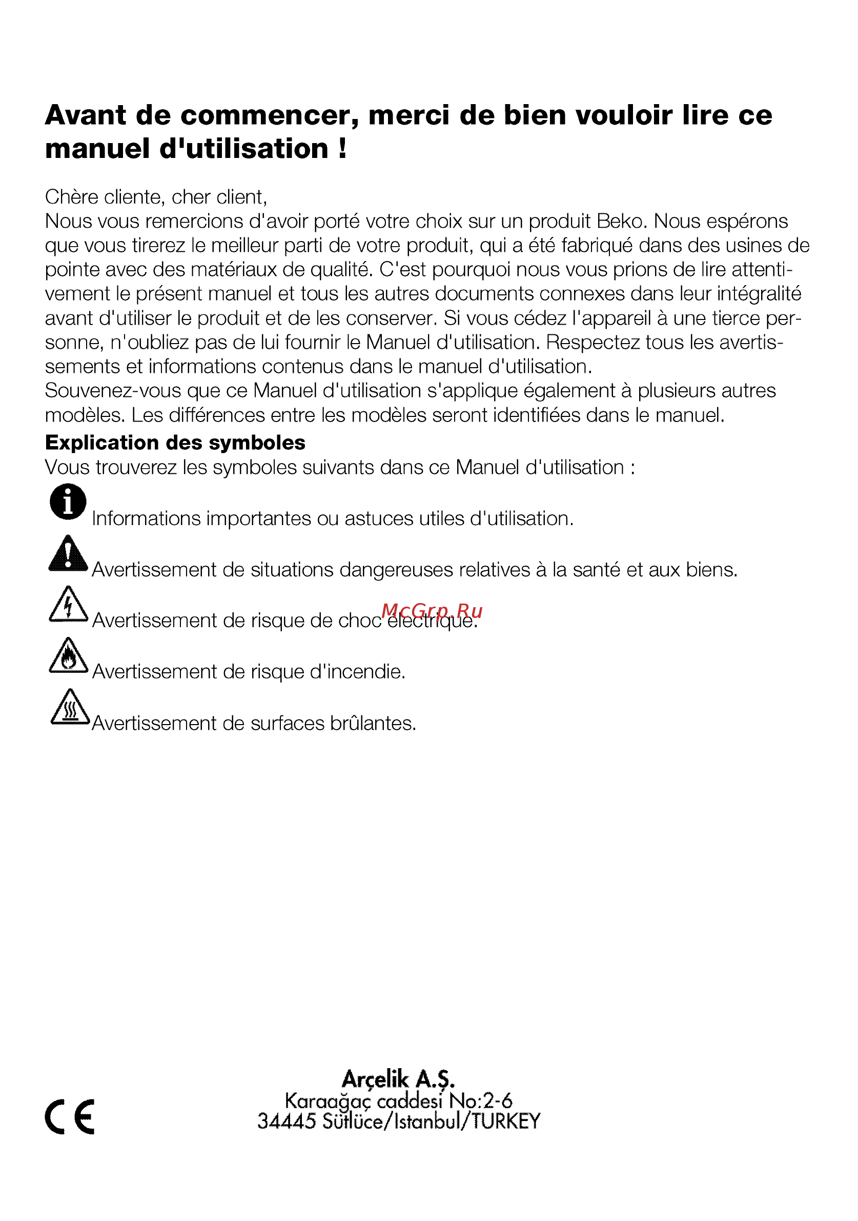 Beko BIE21302RBPS [2/76] Avant de commencer merci de bien vouloir lire ce manuel d utilisation