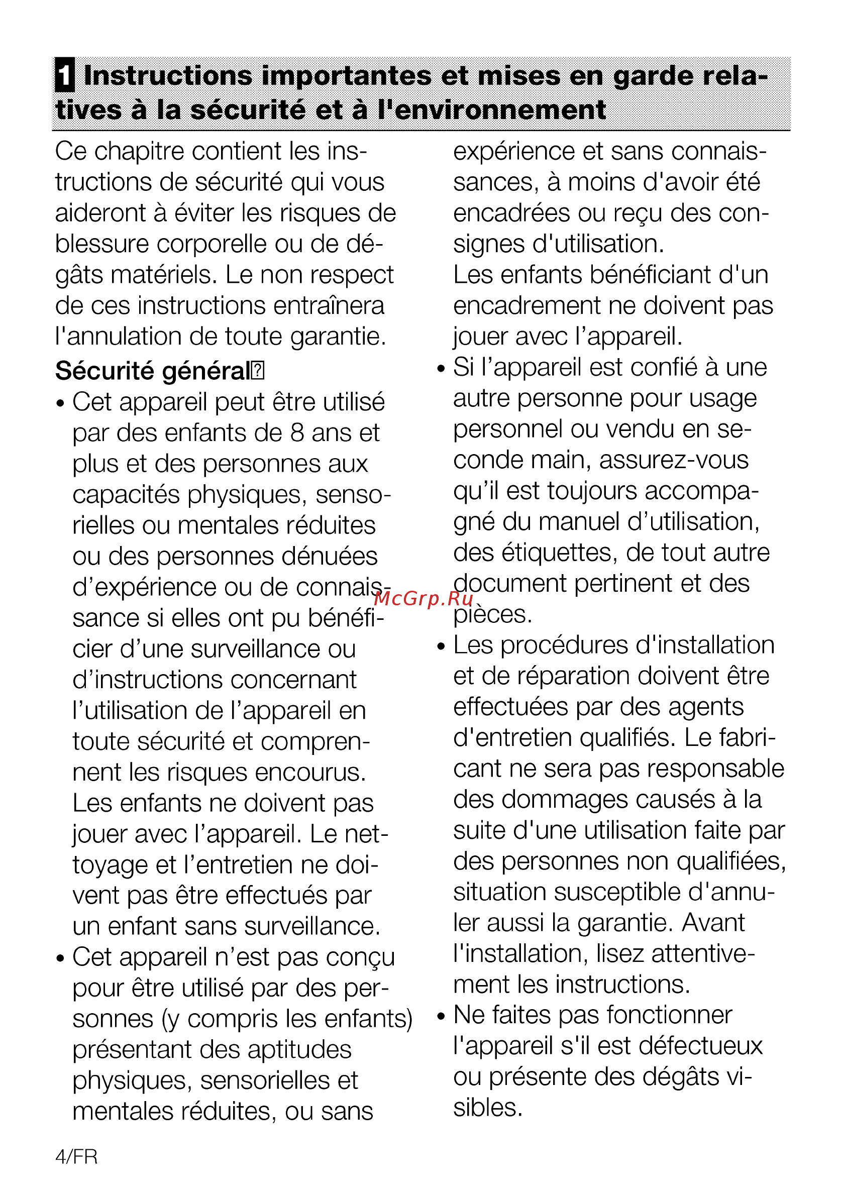Beko BIE21302RBPS [4/76] Q instructions importantes et mises en garde rela tives à la sécurité et à l environnement