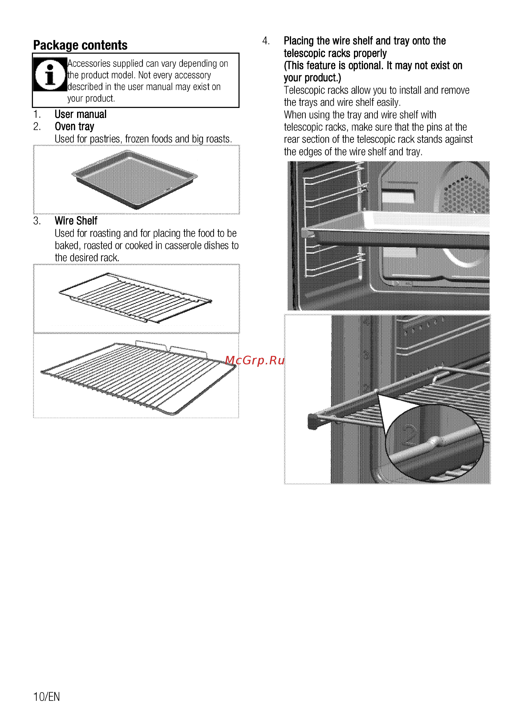 Beko OIE27207A [10/92] Package contents