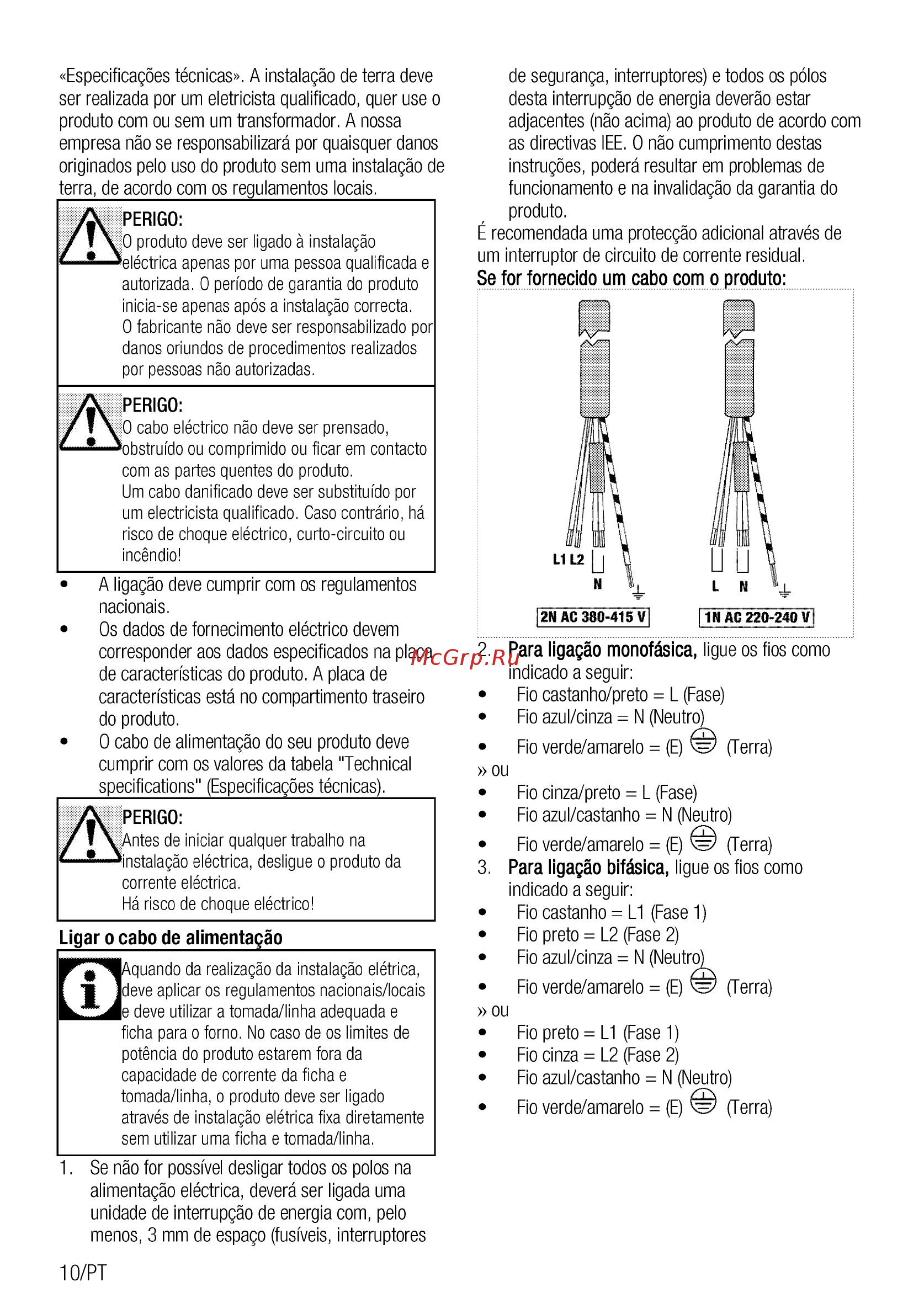 Beko HII64800FHT [10/104] Regulamentos nacionais locais í e deve utilizar a tomada linha adequada e