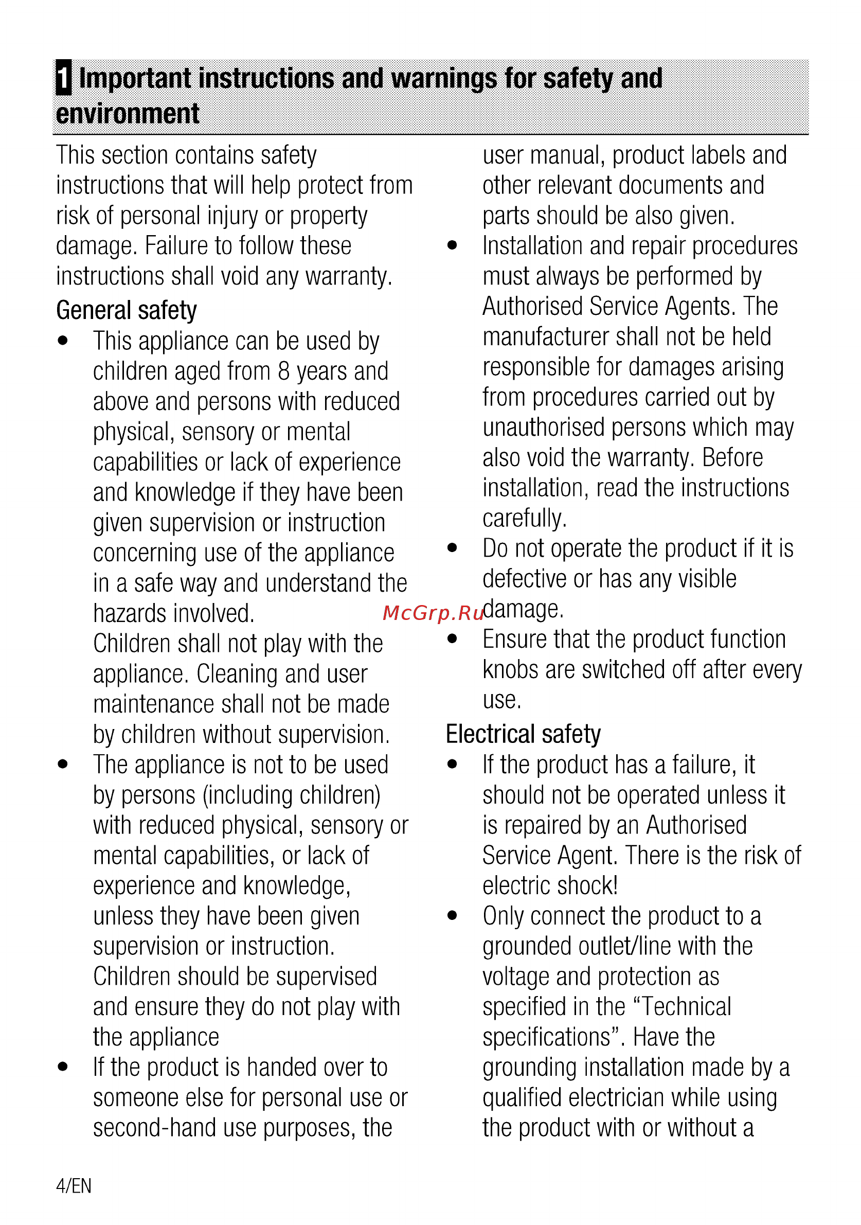 Beko HII64400ATW [4/92] Q important instructions and warnings for safety and