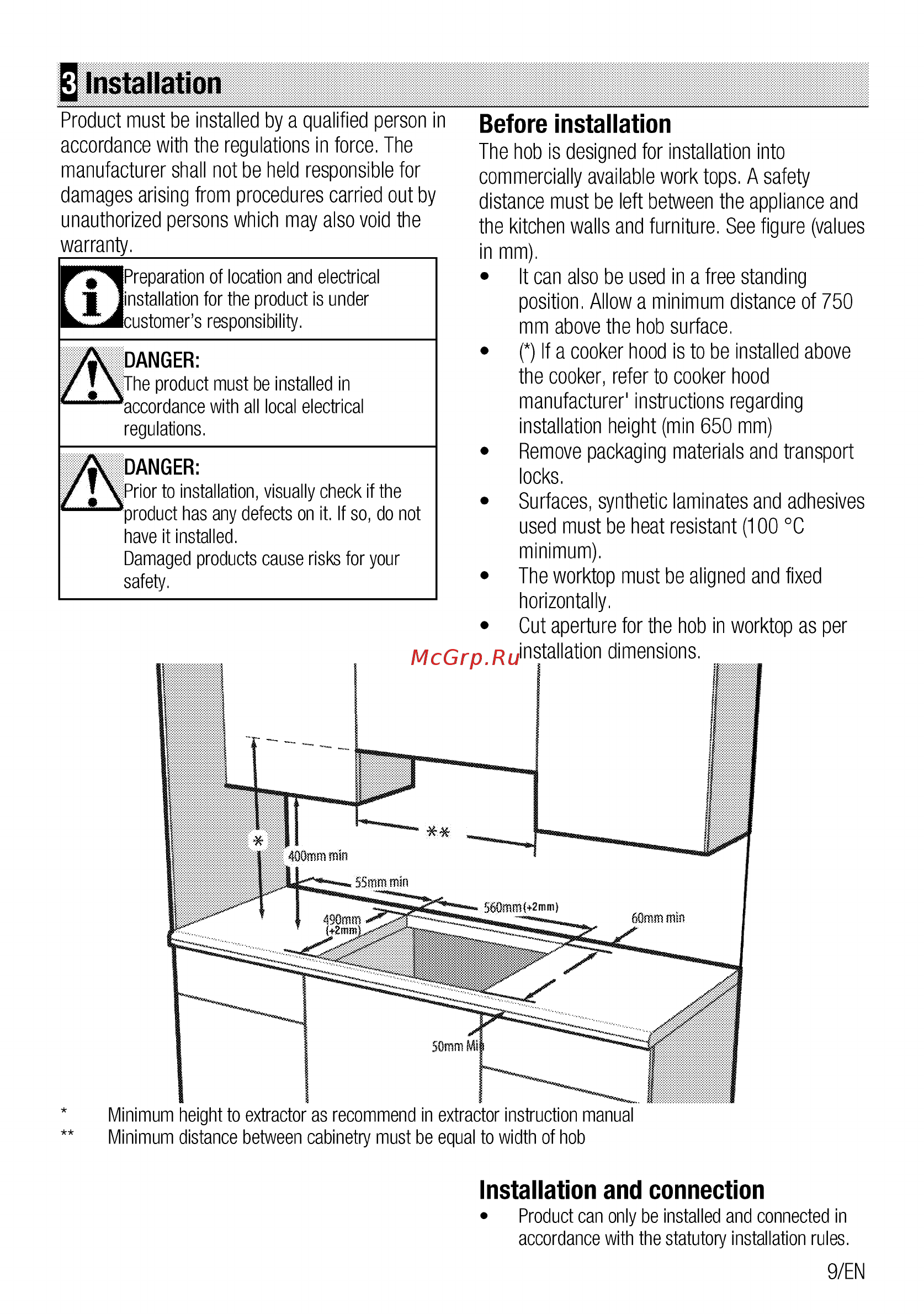 Beko HIC64402T [9/80] Installation
