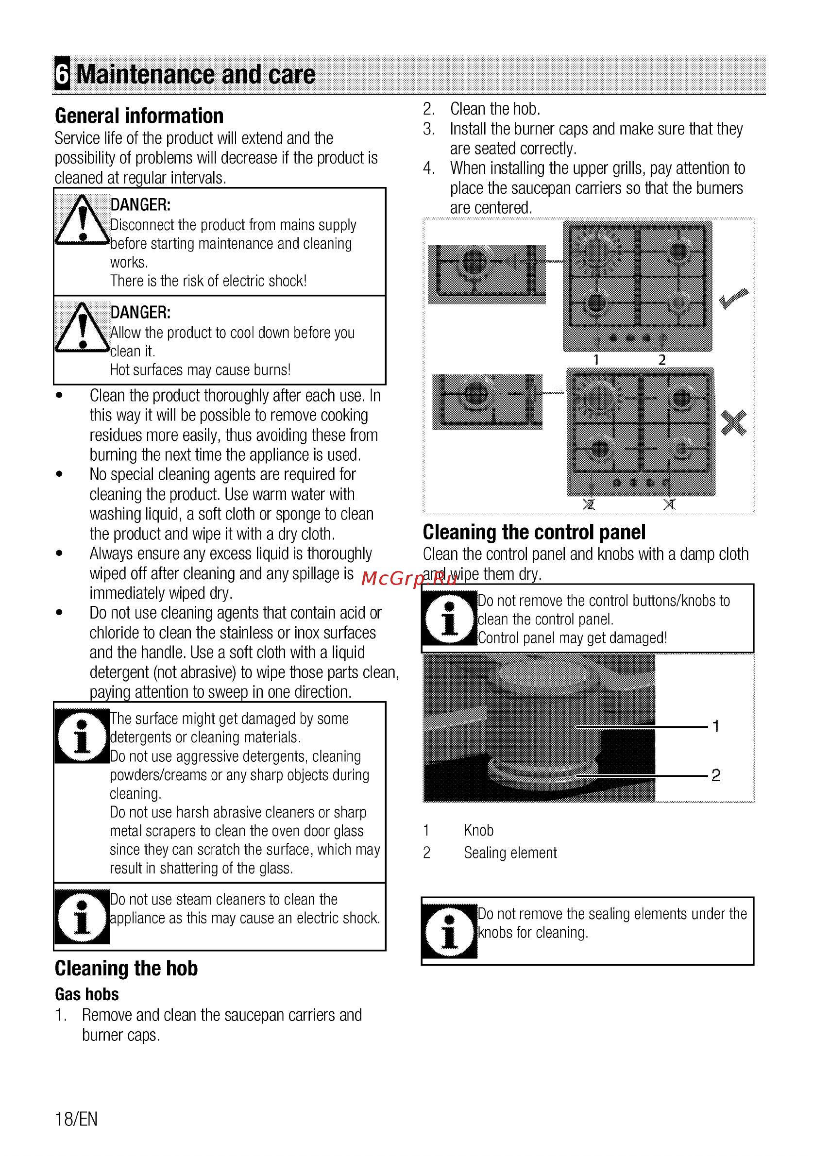 Beko HIAG64225SX [18/64] Maintenance and care
