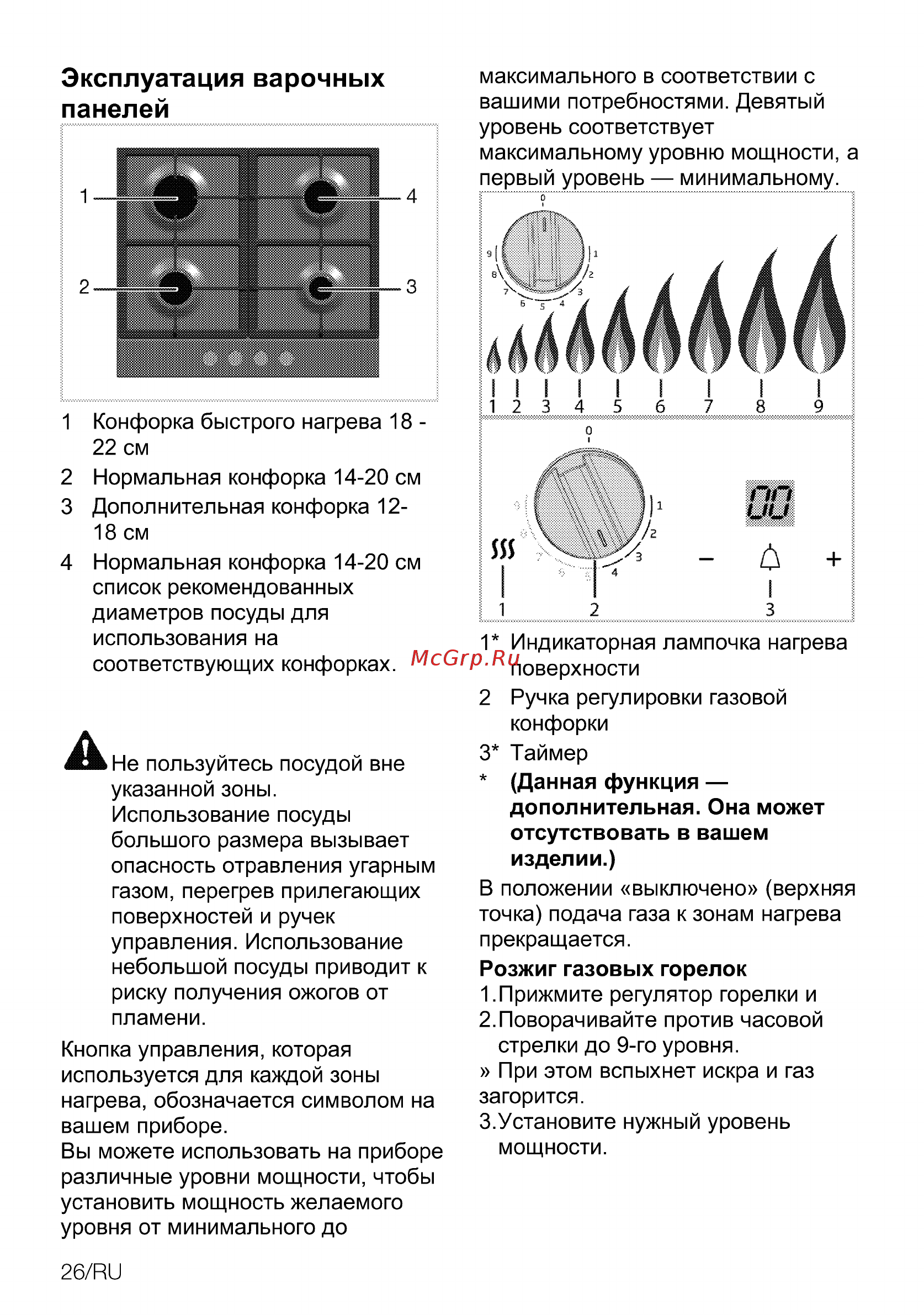 Beko HSLG64425ST [52/88] Эксплуатация варочных панелей