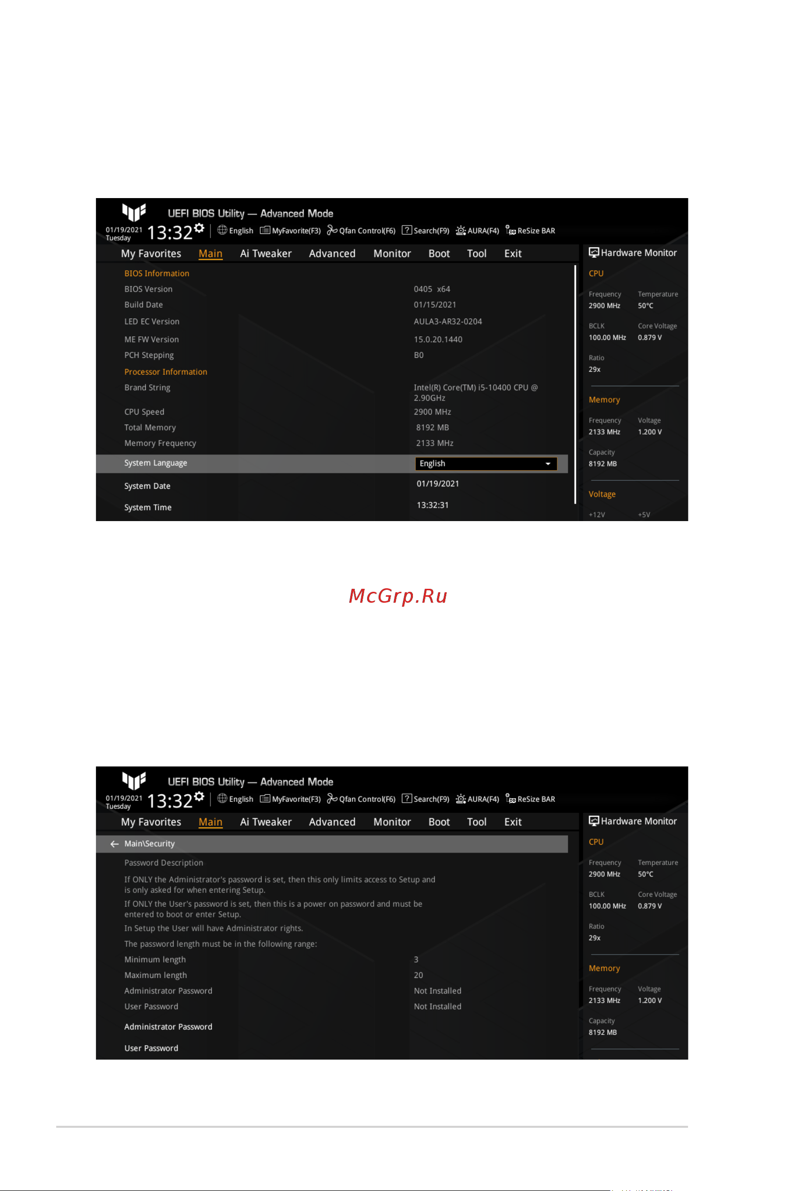 Asus PRIME H510M-A [12/64] Main menu