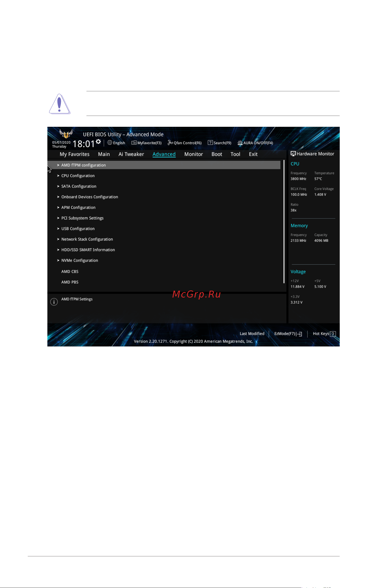 Asus PRIME A520M-K [24/52] Advanced menu