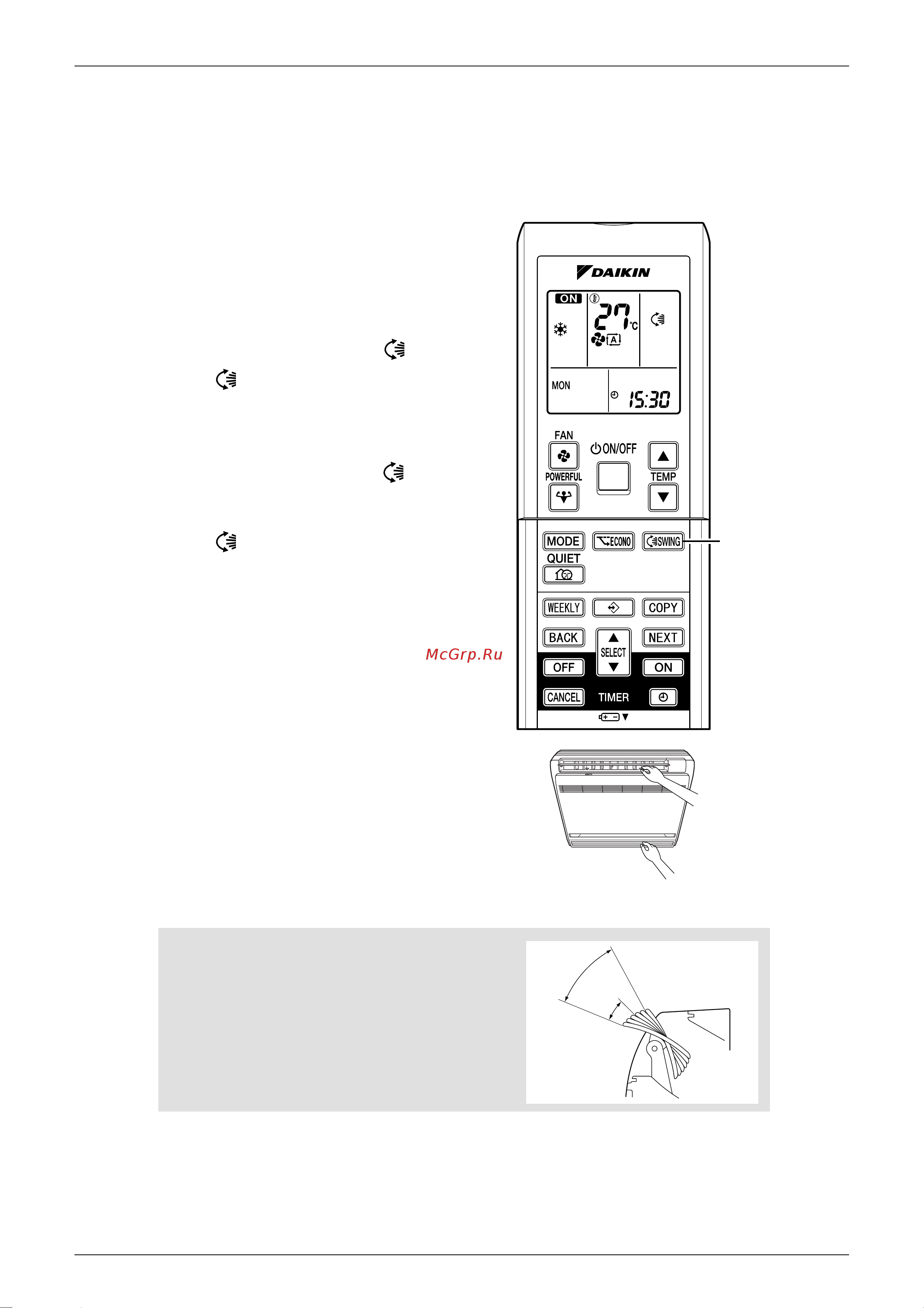 Daikin 5MKS90E7V3B [200/359] Adjusting the air flow direction