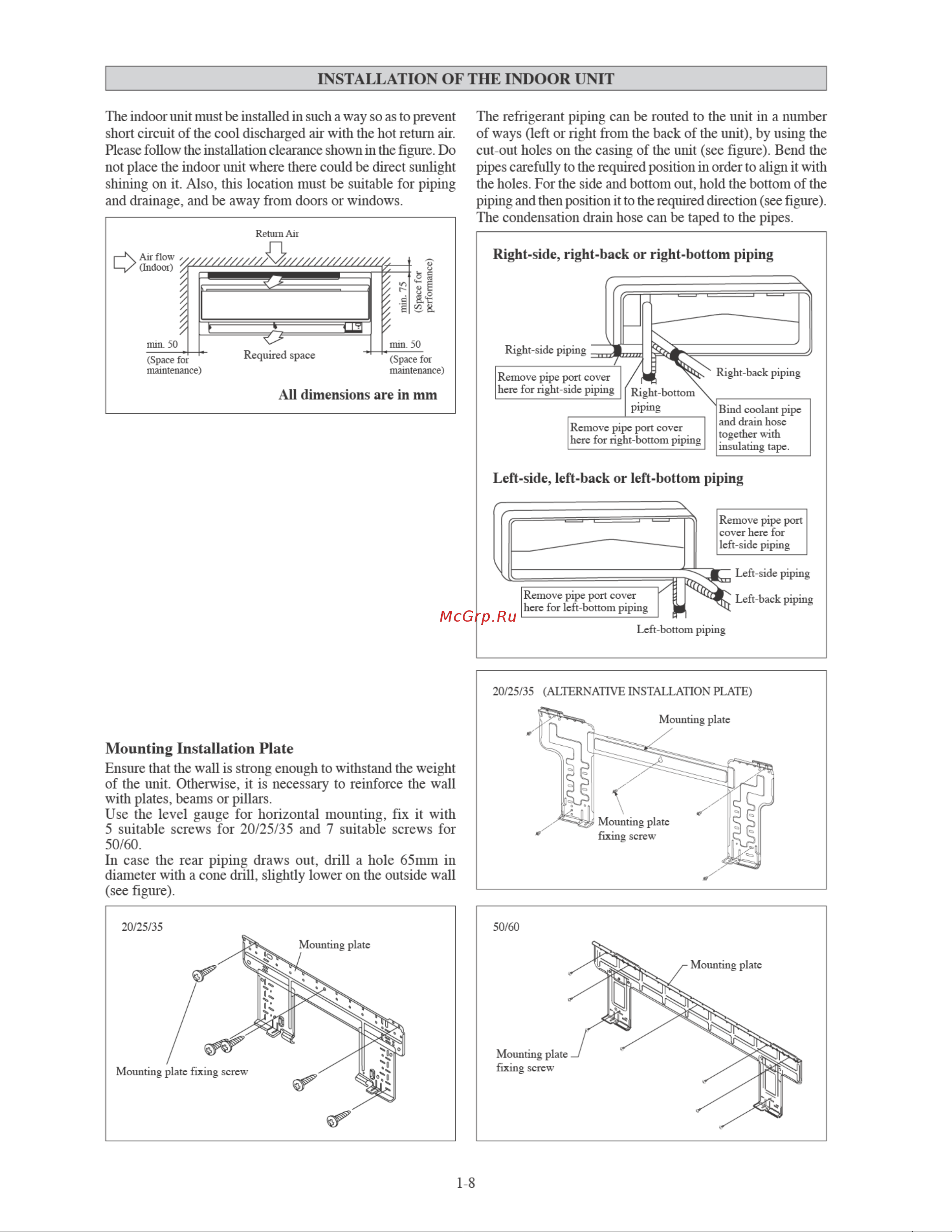 Daikin ARXN60MV1B7 [10/156] All dimensions are in mm