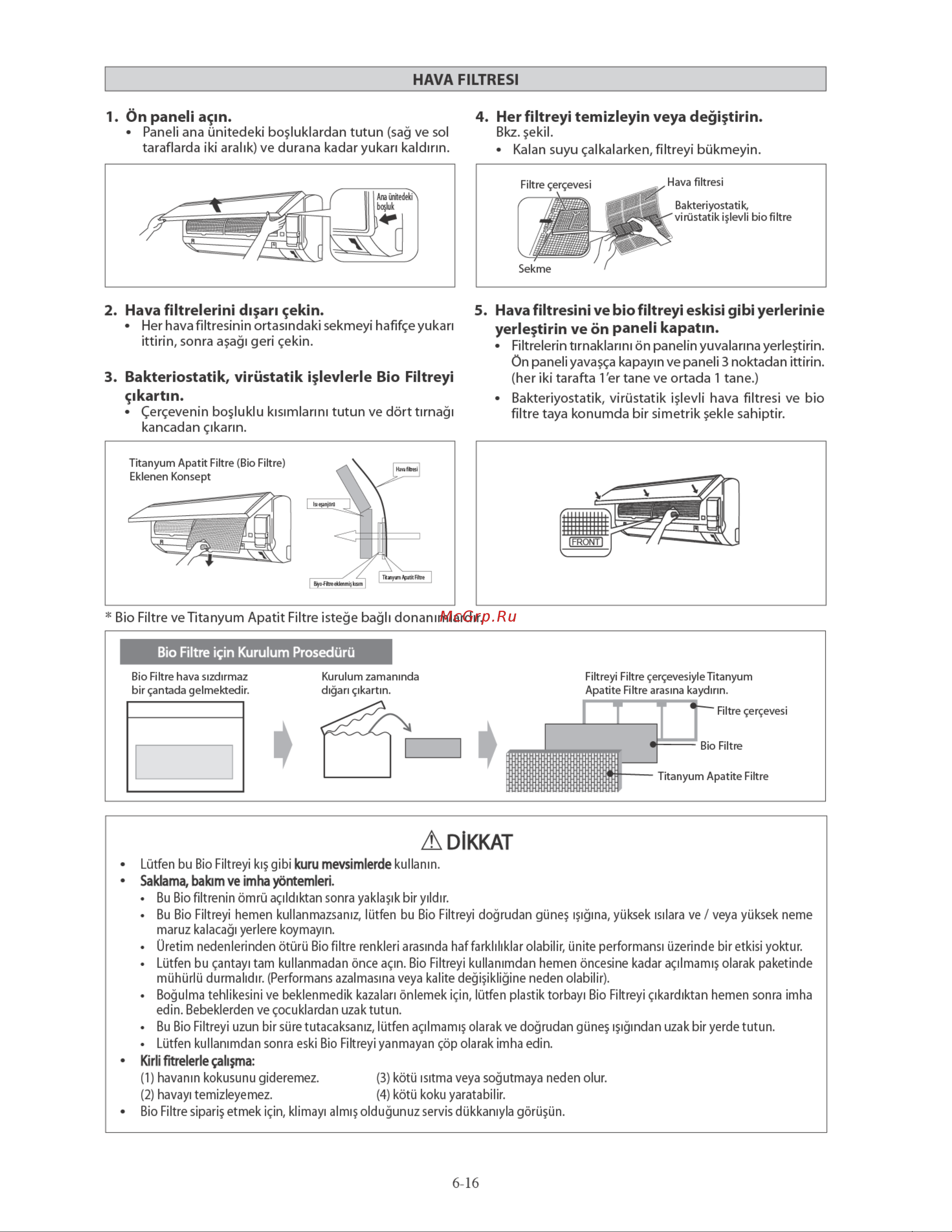 Daikin ATXN60MV1B7 [108/156] Filtre taya konumda bir simetrik ekle sahiptir