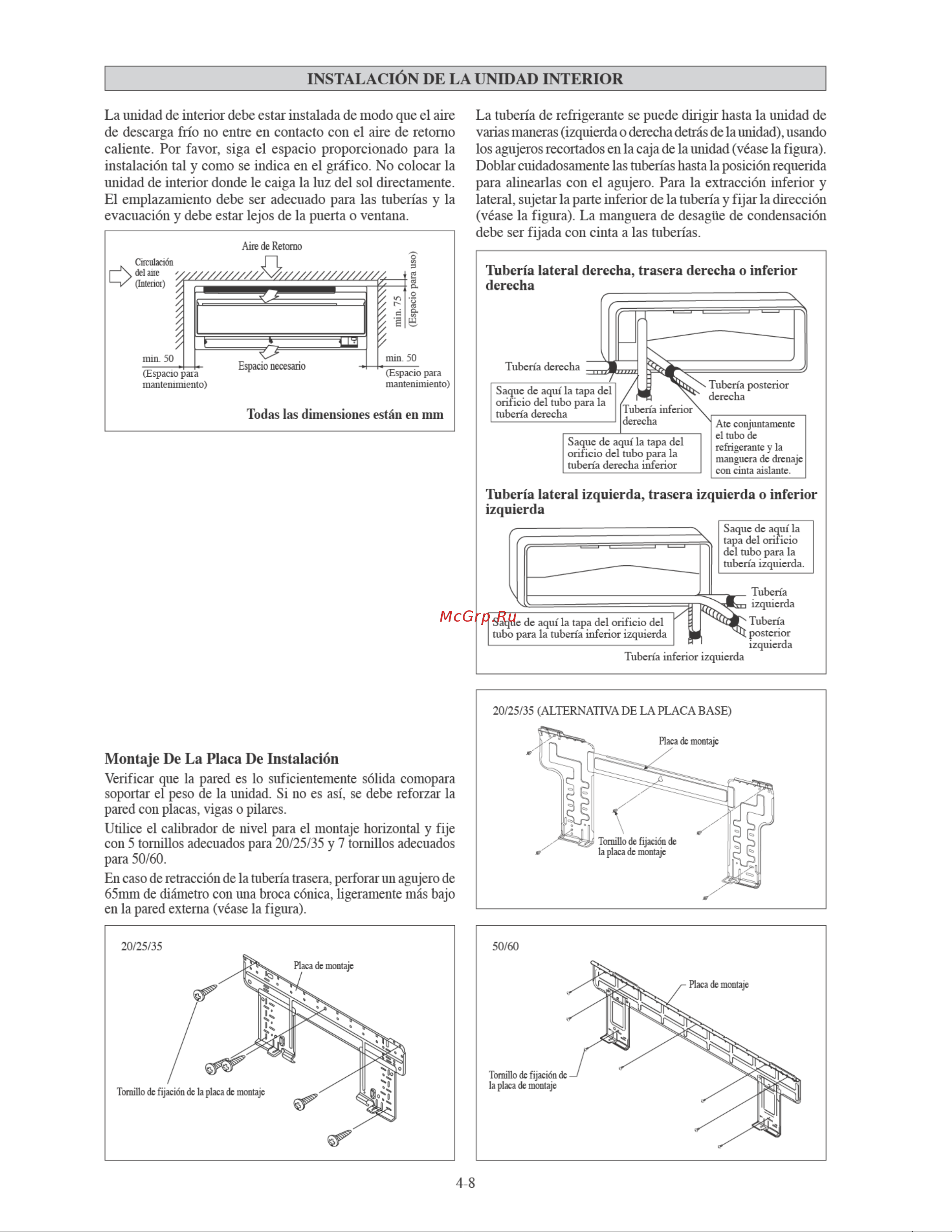 Daikin ARXN60NV1B [64/156] Instalación de la unidad interior