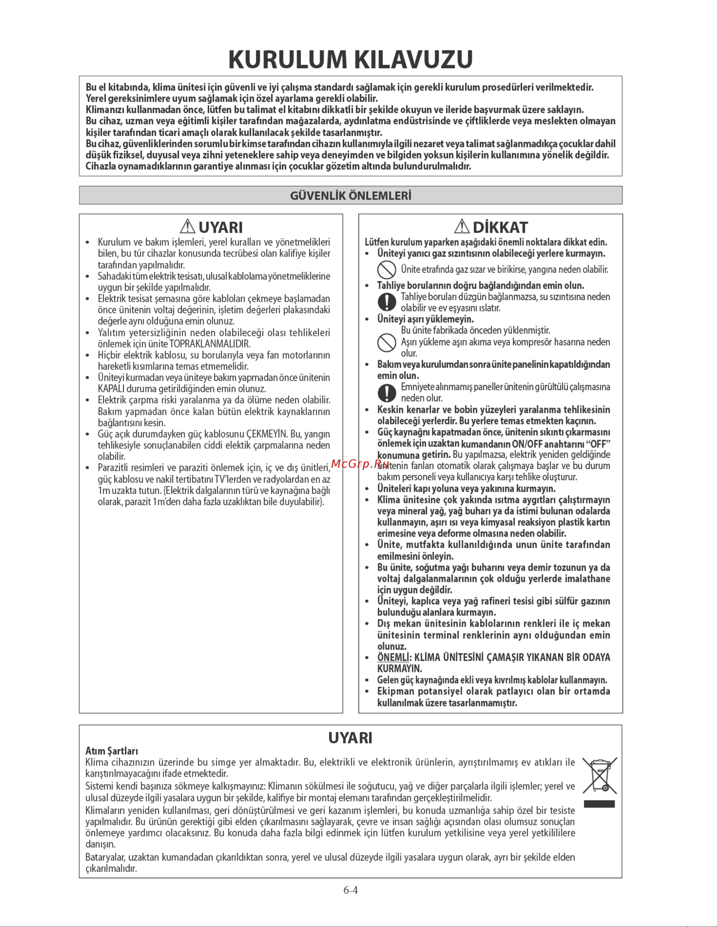 Daikin ARXN60MV1B7 [96/156] Kurulum kilavuzu