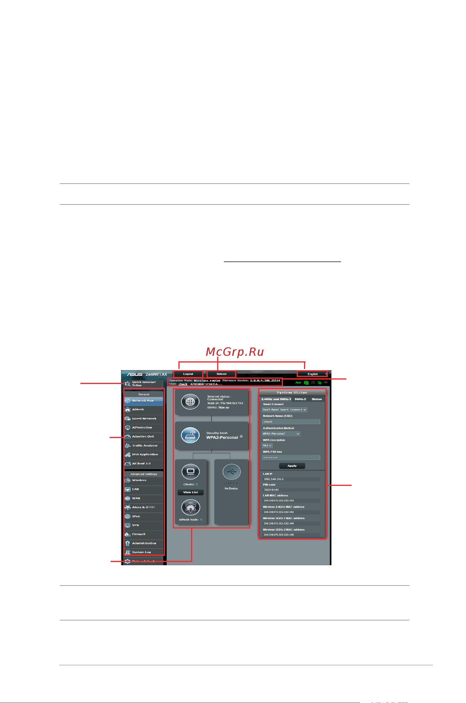 Asus ZenWiFi AX (XT8) [13/156] Logging into the web gui