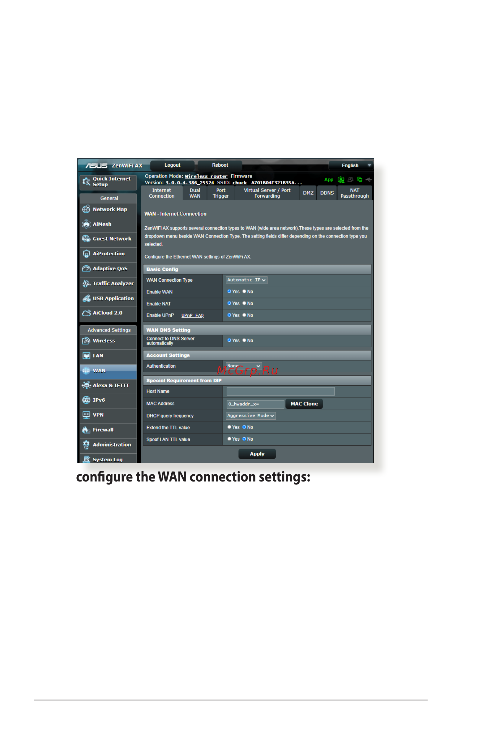 Asus ZenWiFi AX (XT8) [68/156] Internet connection